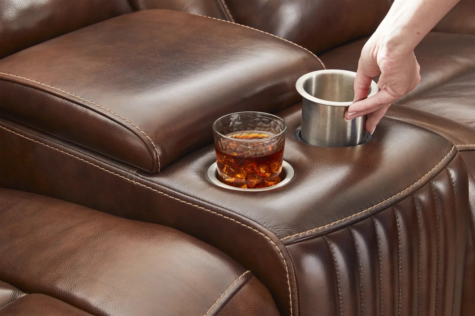 Rio Montana Brown Leather 6 Pc Dual Power Reclining Sectional - Thumbnail - Image 3