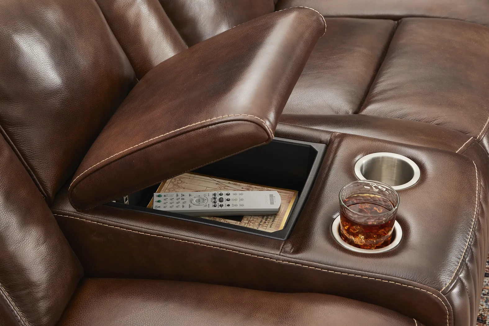 Rio Montana Brown Leather 6 Pc Dual Power Reclining Sectional - Thumbnail - Image 4