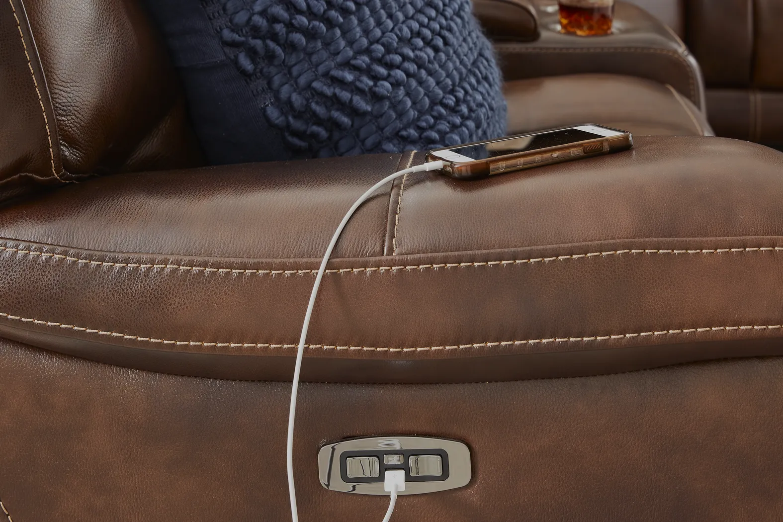 Rio Montana Brown Leather 9 Pc Dual Power Reclining Sectional Living Room - Thumbnail - Image 6