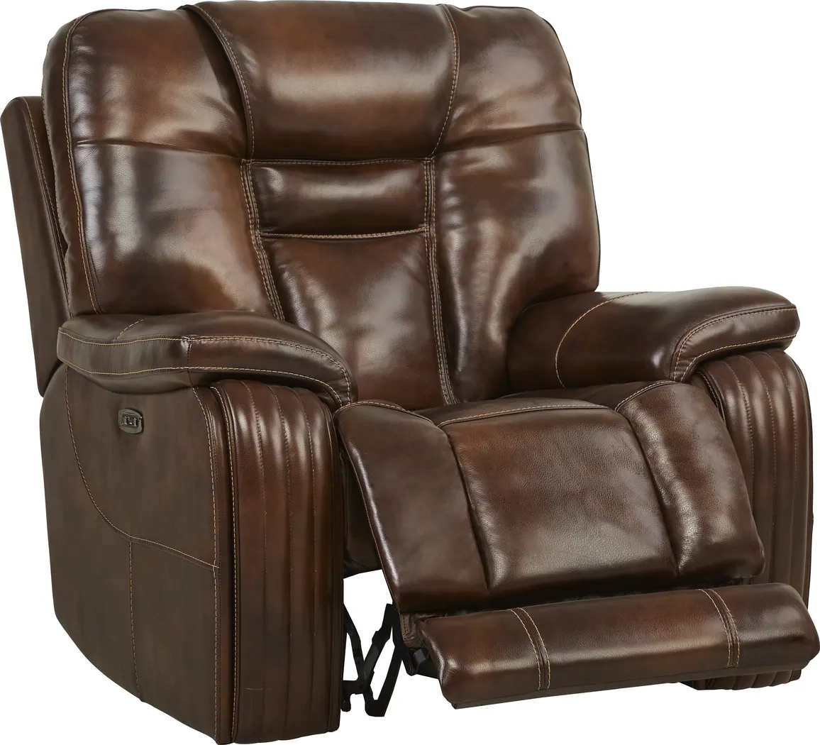 Rio Montana Brown Leather Dual Power Recliner - Thumbnail - Image 2