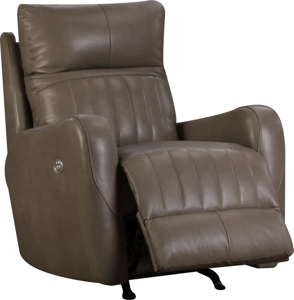 Rioja Taupe Dual Power Leather Recliner - Thumbnail - Image 2