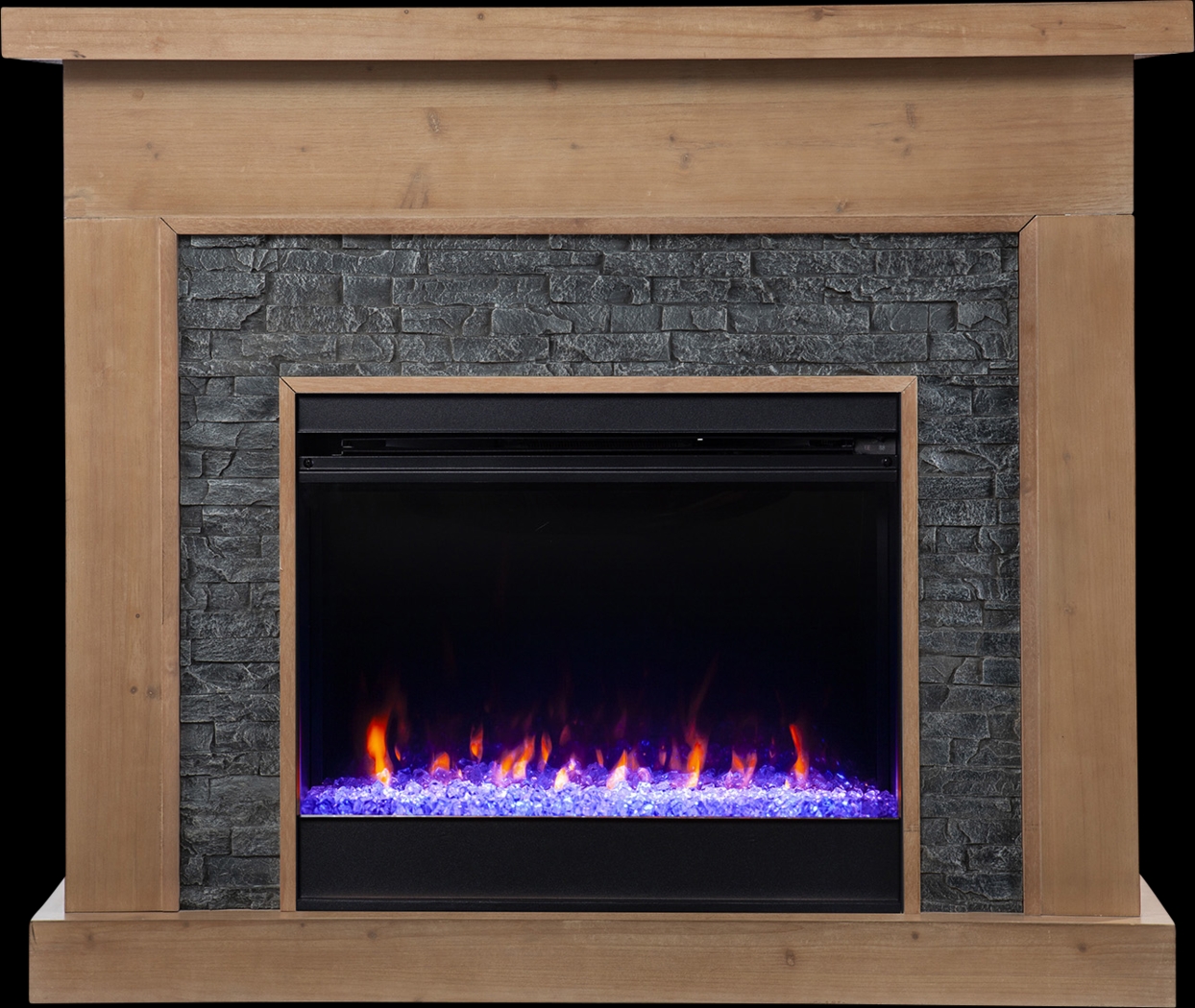 Rische Natural 45 in. Console with Electric Color-Changing Fireplace - Thumbnail - Image 2