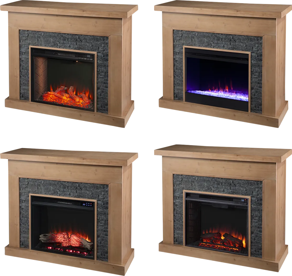 Rische Natural 45 in. Console with Electric Color-Changing Fireplace - Image 6