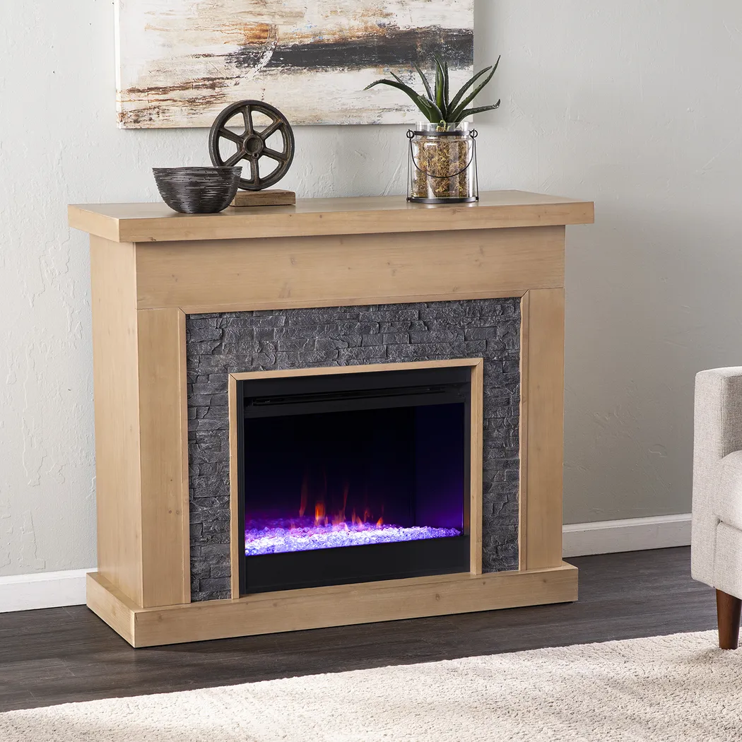 Rische Natural 45 in. Console with Electric Color-Changing Fireplace - Image 7