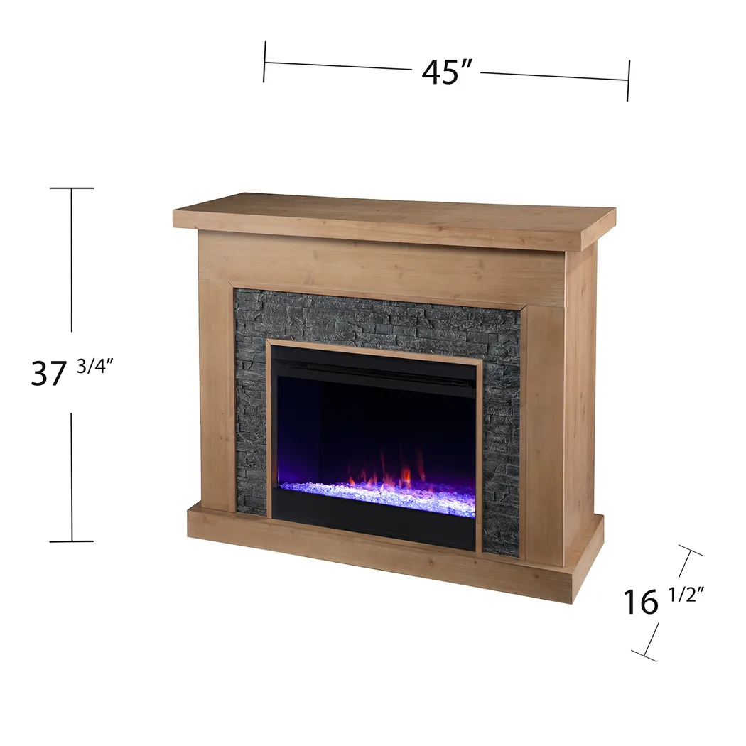 Rische Natural 45 in. Console with Electric Color-Changing Fireplace - Image 9