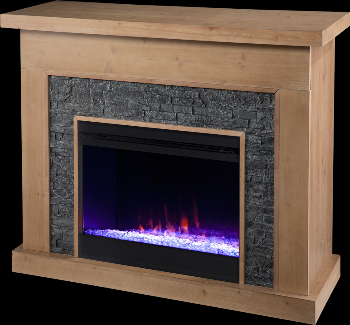 Rische Natural 45 in. Console with Electric Color-Changing Fireplace - Thumbnail - Image 1