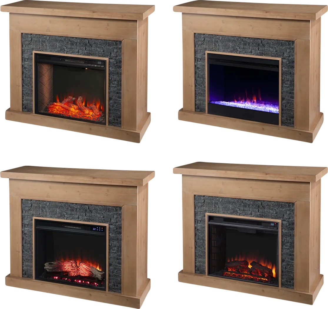 Rische Natural 45 in. Console with Electric Fireplace - Image 6