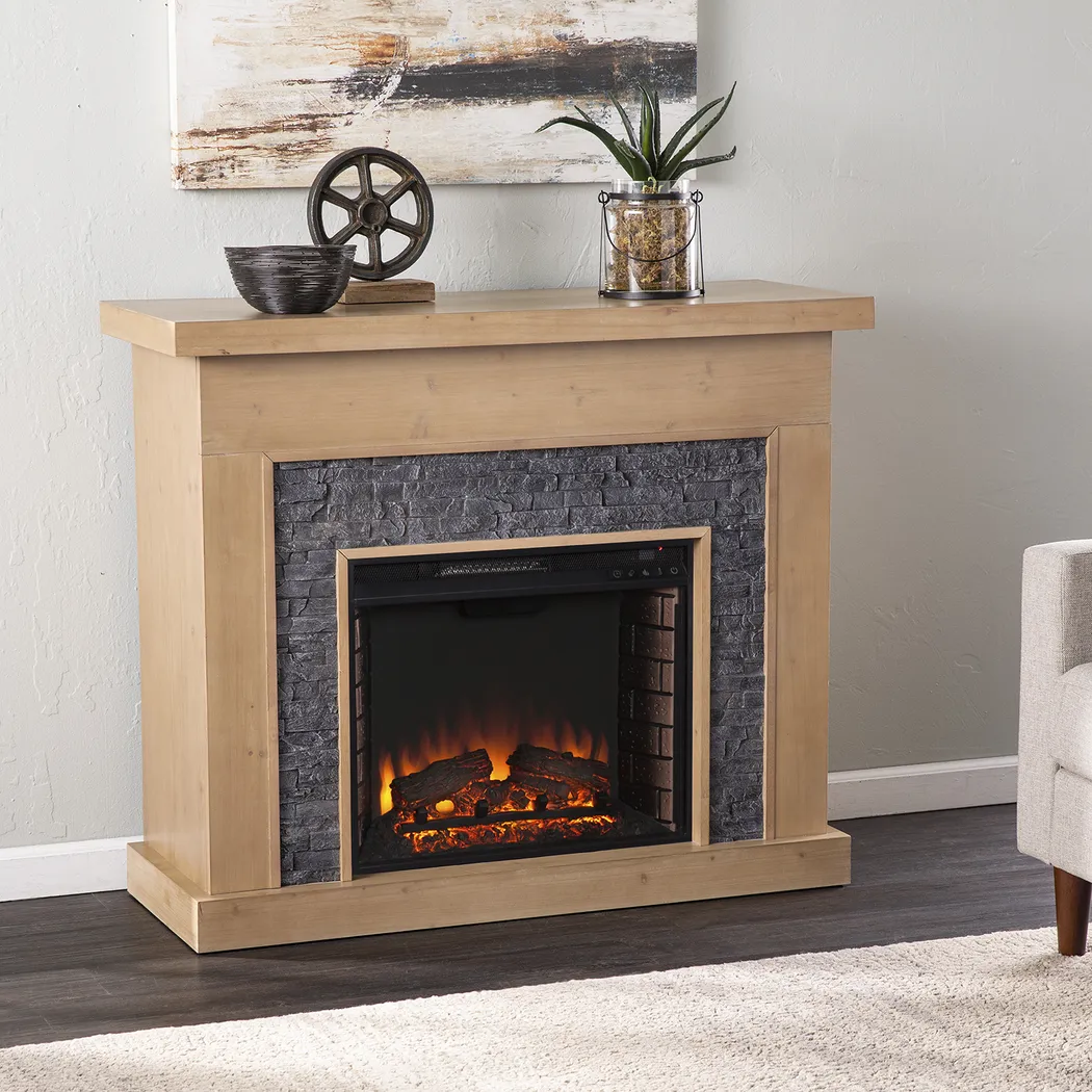 Rische Natural 45 in. Console with Electric Fireplace - Image 7
