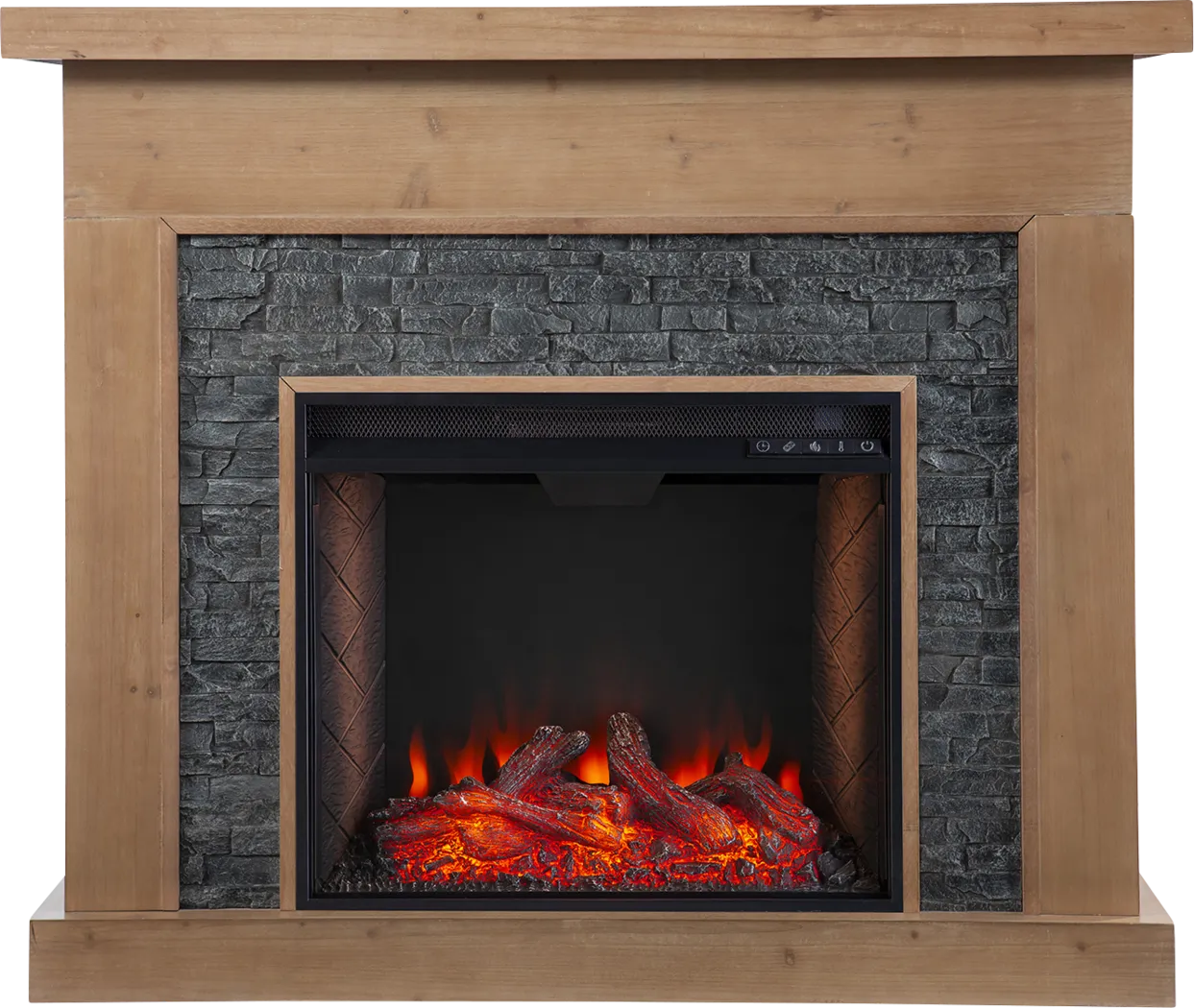 Rische Natural 45 in. Console with Electric Smart Fireplace - Thumbnail - Image 2