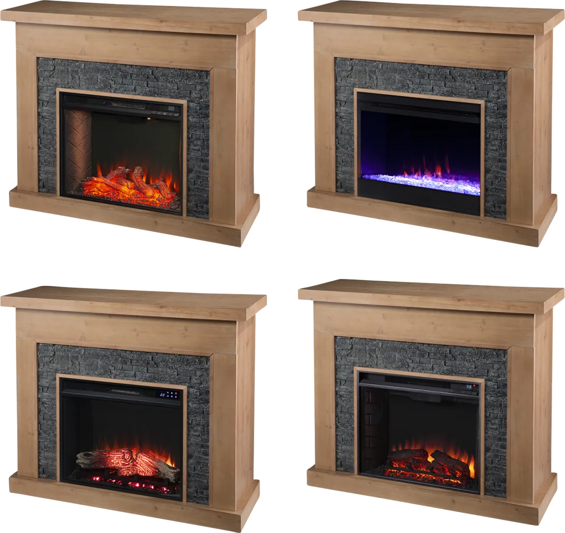 Rische Natural 45 in. Console with Electric Touch Screen Fireplace - Image 5
