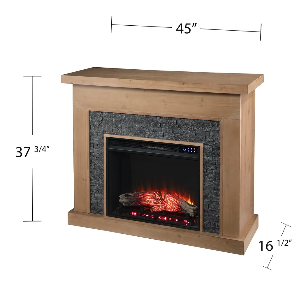 Rische Natural 45 in. Console with Electric Touch Screen Fireplace - Image 10