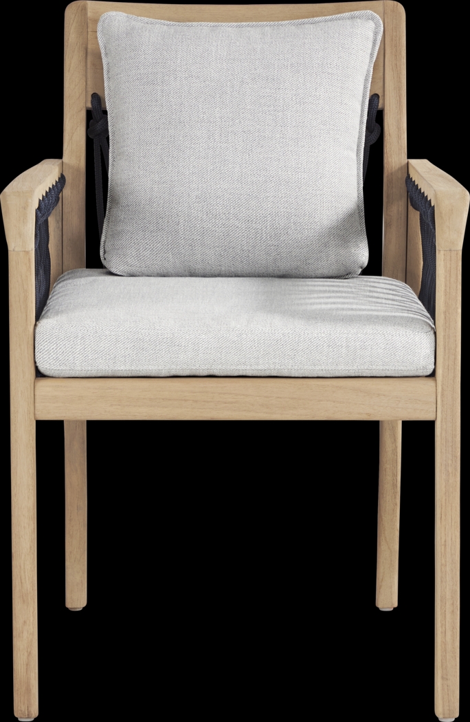 Riva Blonde 5 Pc Round Outdoor Dining Set with Dove Cushions - Thumbnail - Image 4