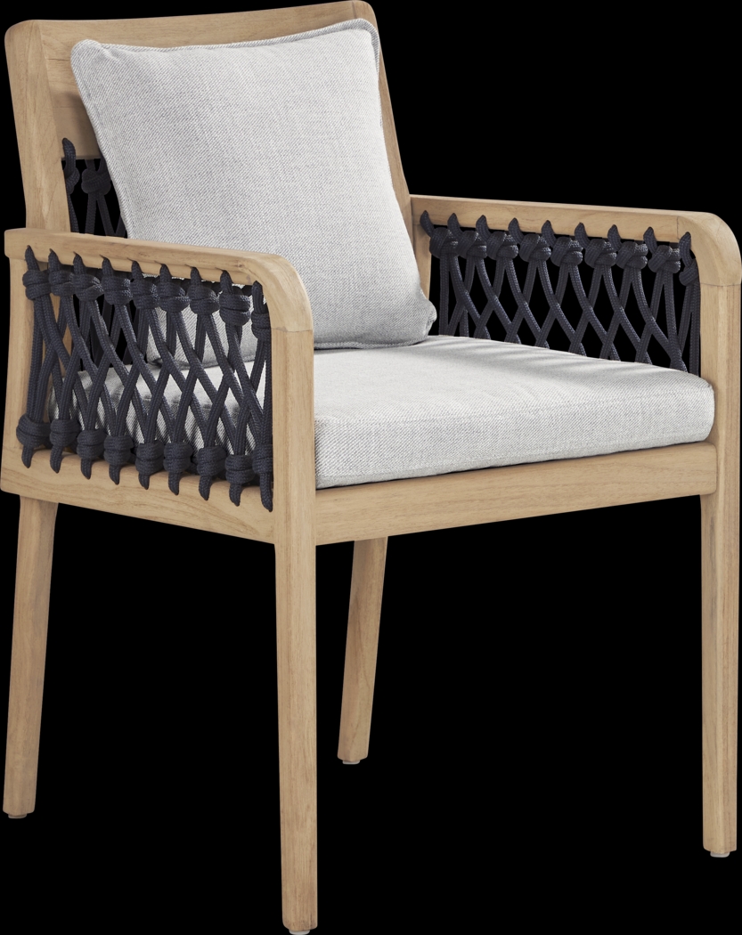 Riva Blonde 5 Pc Round Outdoor Dining Set with Dove Cushions - Thumbnail - Image 3