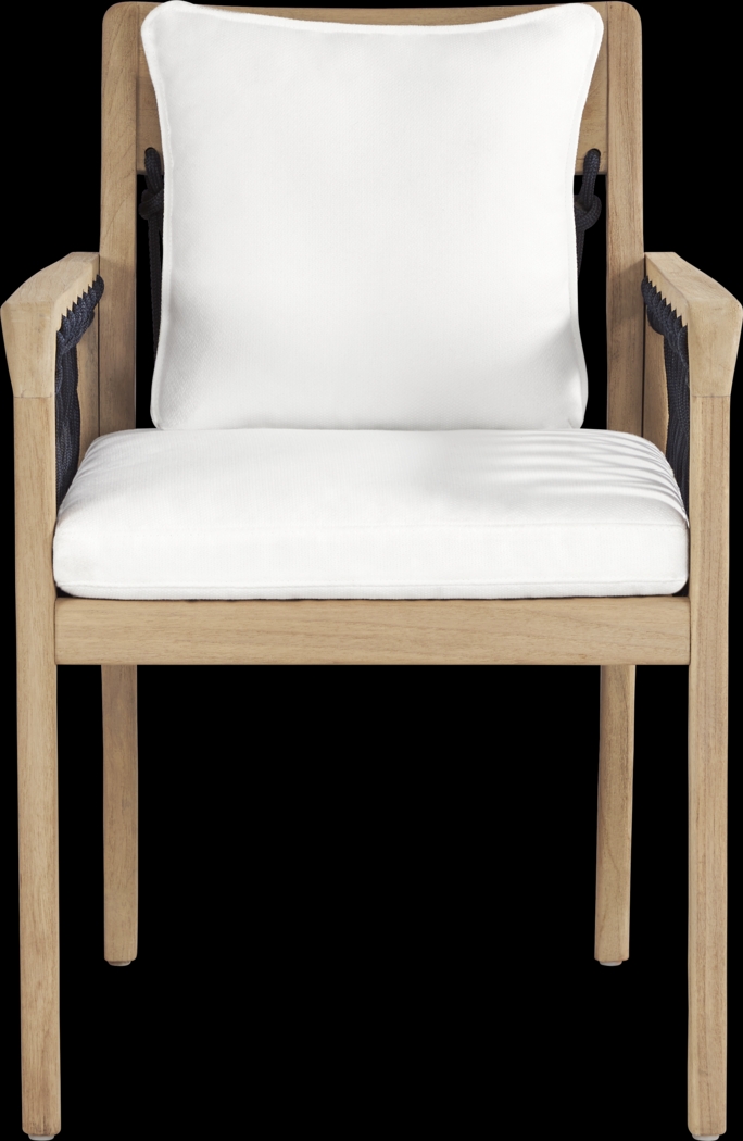 Riva Blonde 7 Pc Large Oval Outdoor Dining Set with White Cushions - Thumbnail - Image 5