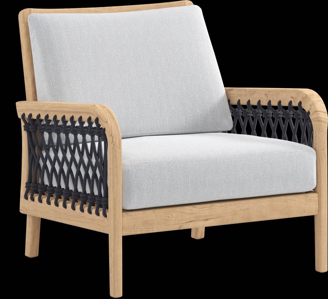 Riva Blonde 5 Pc Outdoor Loveseat Seating Set with Slate Cushions - Thumbnail - Image 4