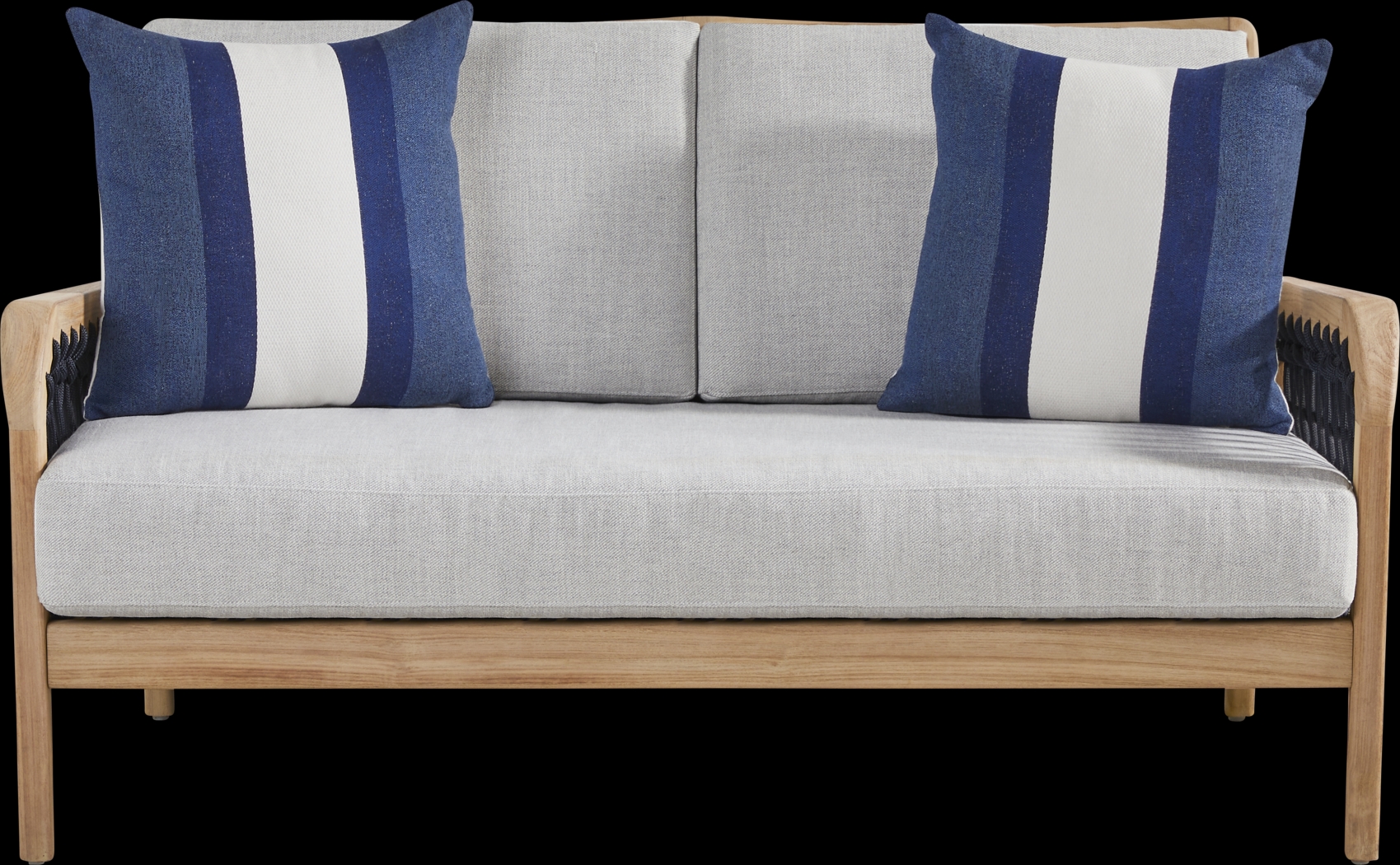 Riva Blonde Outdoor Loveseat with Dove Cushions - Thumbnail - Image 1