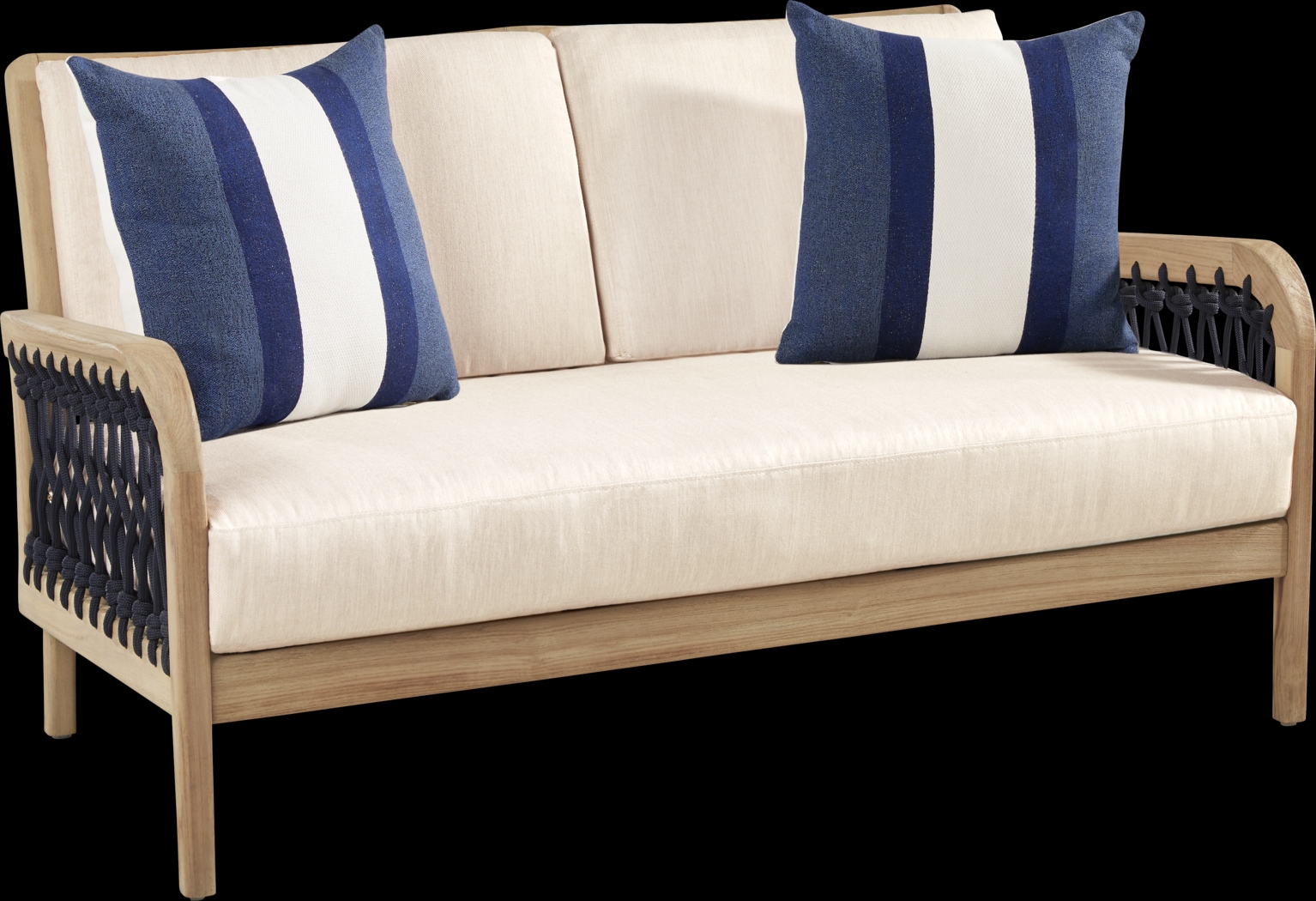 Riva Blonde 5 Pc Outdoor Loveseat Seating Set with Flax Cushions - Thumbnail - Image 3