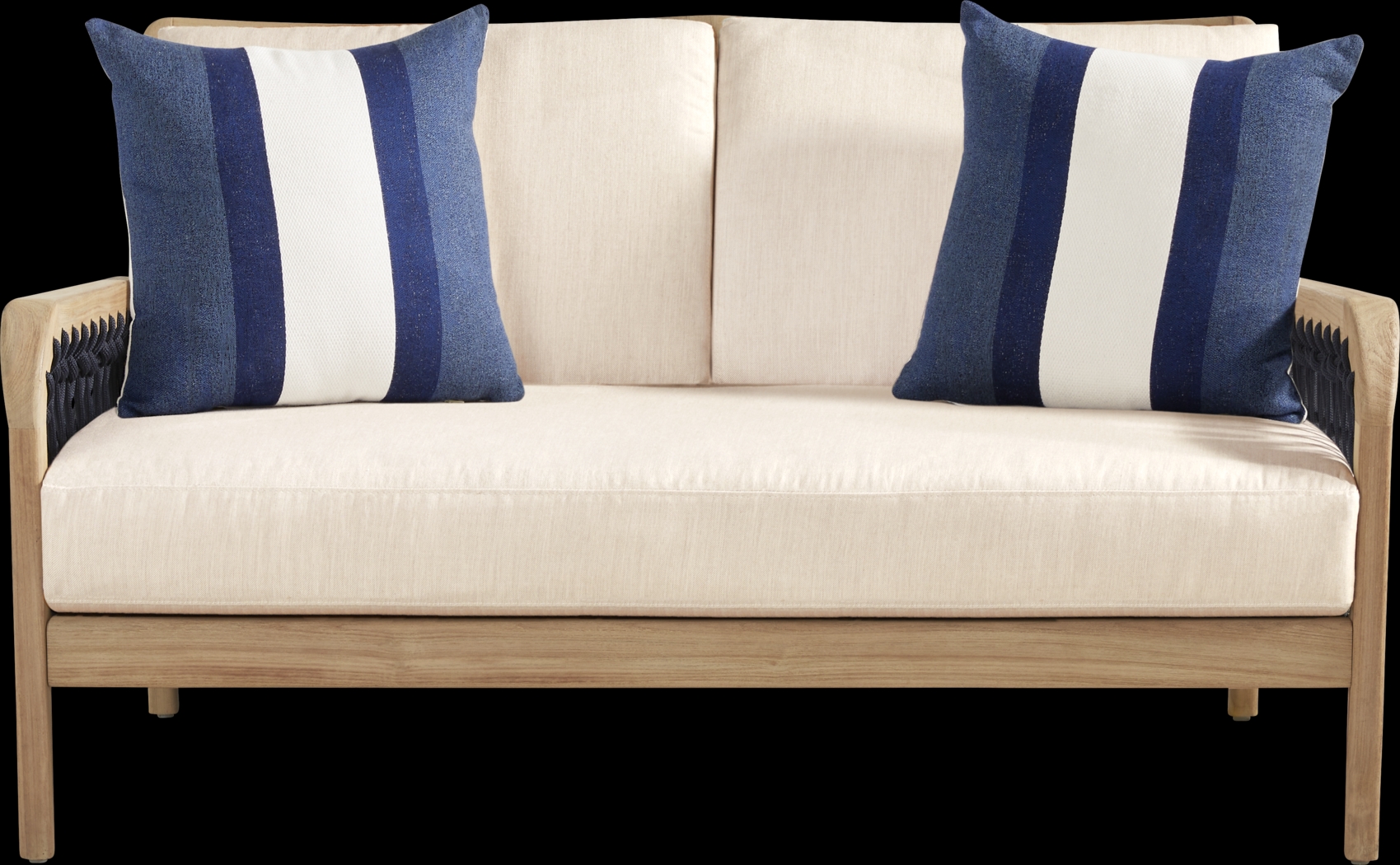 Riva Blonde 5 Pc Outdoor Loveseat Seating Set with Flax Cushions - Thumbnail - Image 2