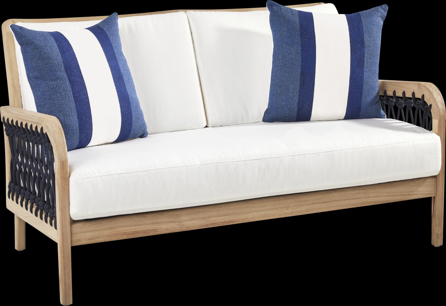 Riva Blonde 6 Pc Outdoor Loveseat Seating Set with White Cushions - Thumbnail - Image 3