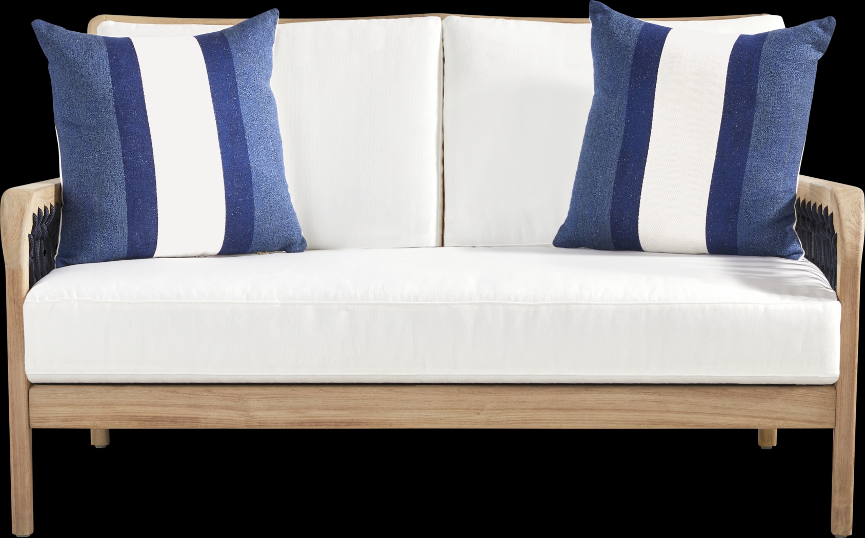 Riva Blonde 6 Pc Outdoor Loveseat Seating Set with White Cushions - Thumbnail - Image 2