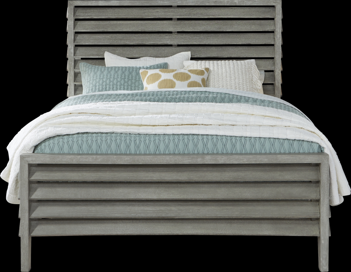 River Falls Light Gray 3 Pc Queen Slat Bed - Thumbnail - Image 1