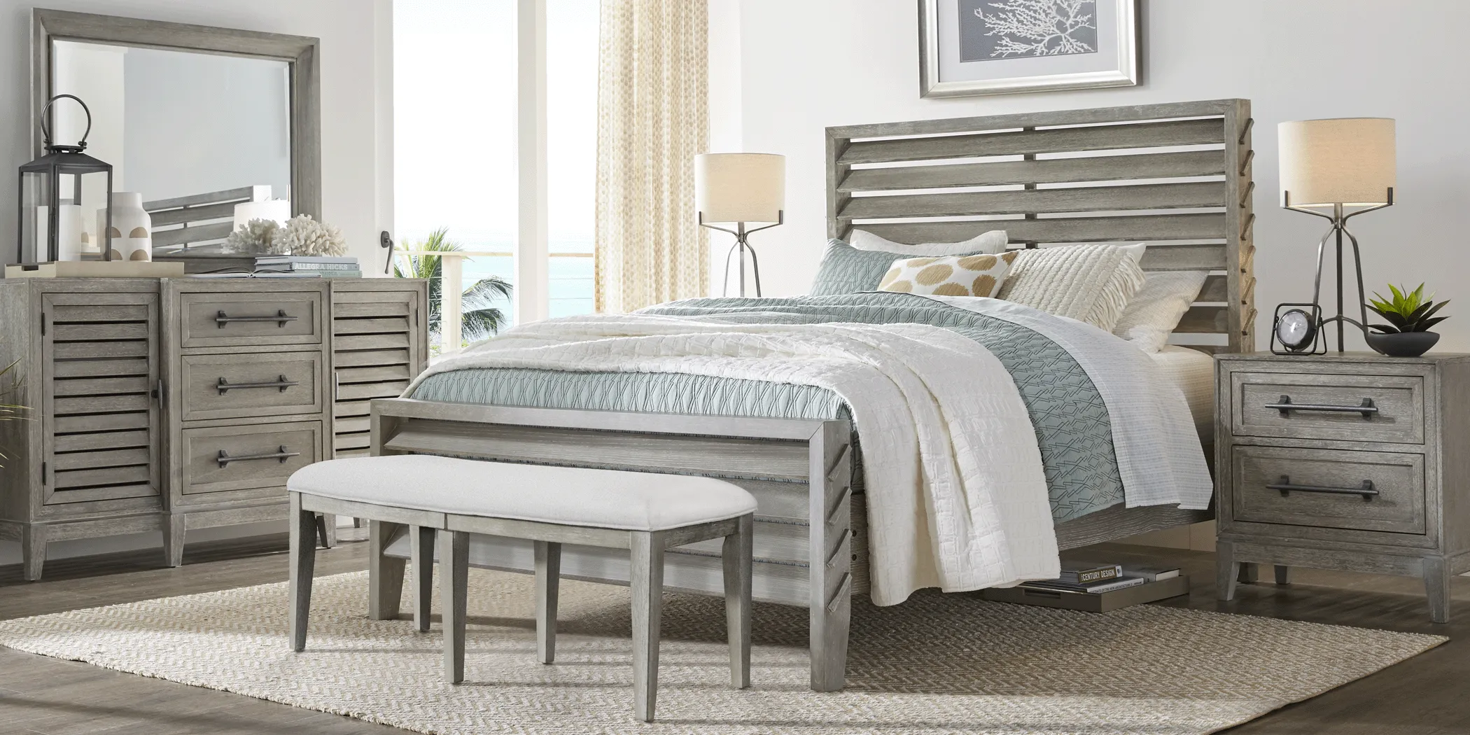 River Falls Light Gray 7 Pc Queen Slat Bedroom - Thumbnail - Image 2