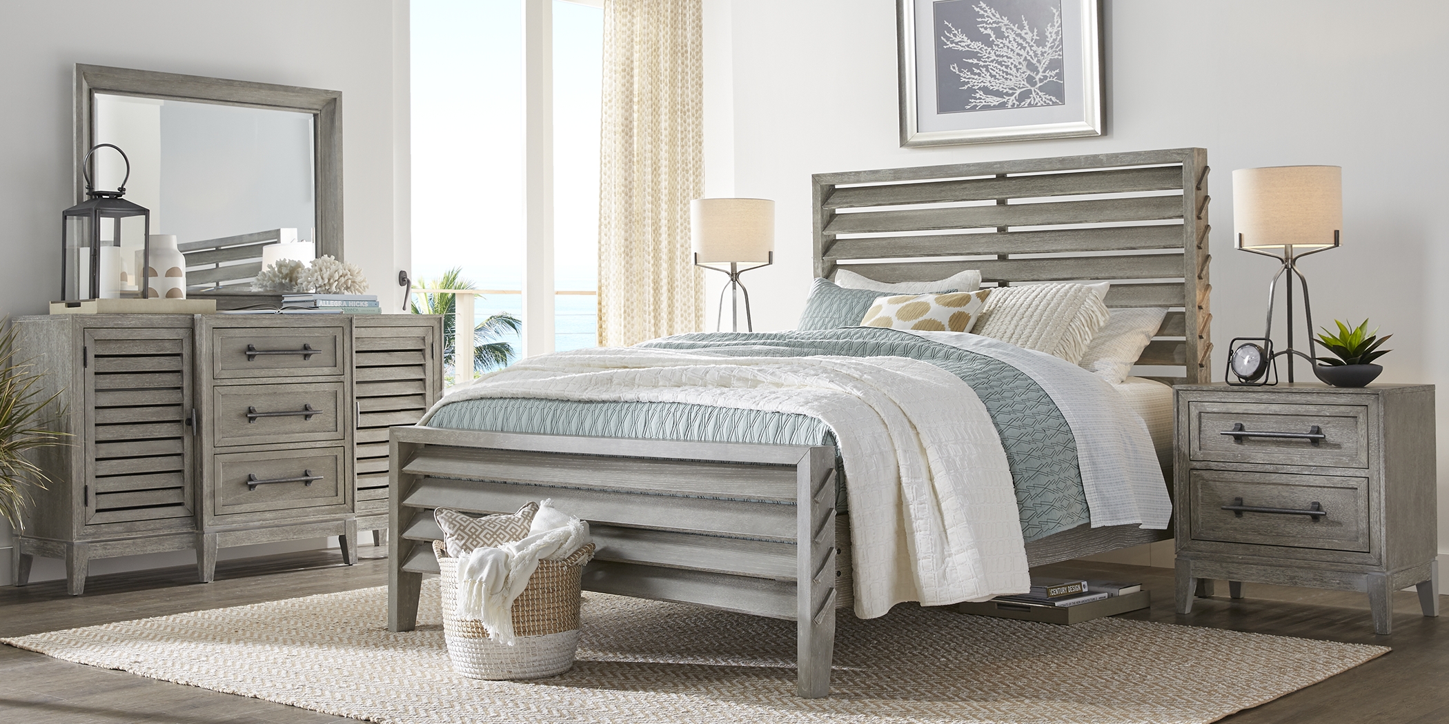 River Falls Light Gray 3 Pc Queen Slat Bed - Thumbnail - Image 2