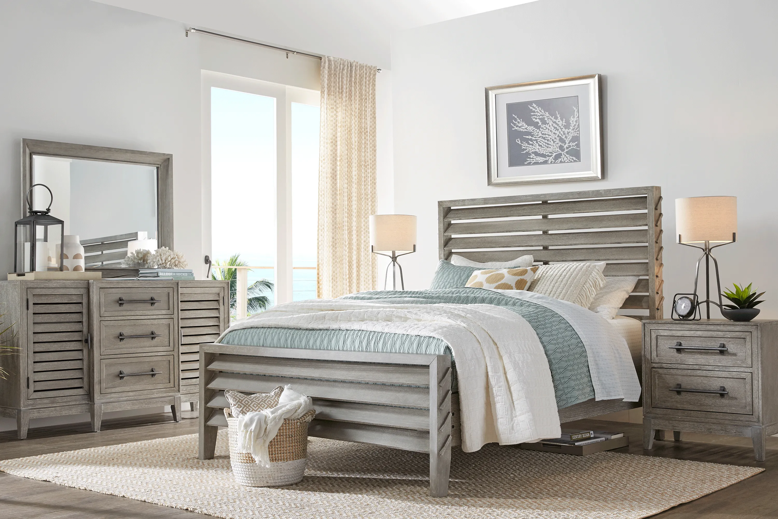 River Falls Light Gray 7 Pc Queen Slat Bedroom - Thumbnail - Image 1