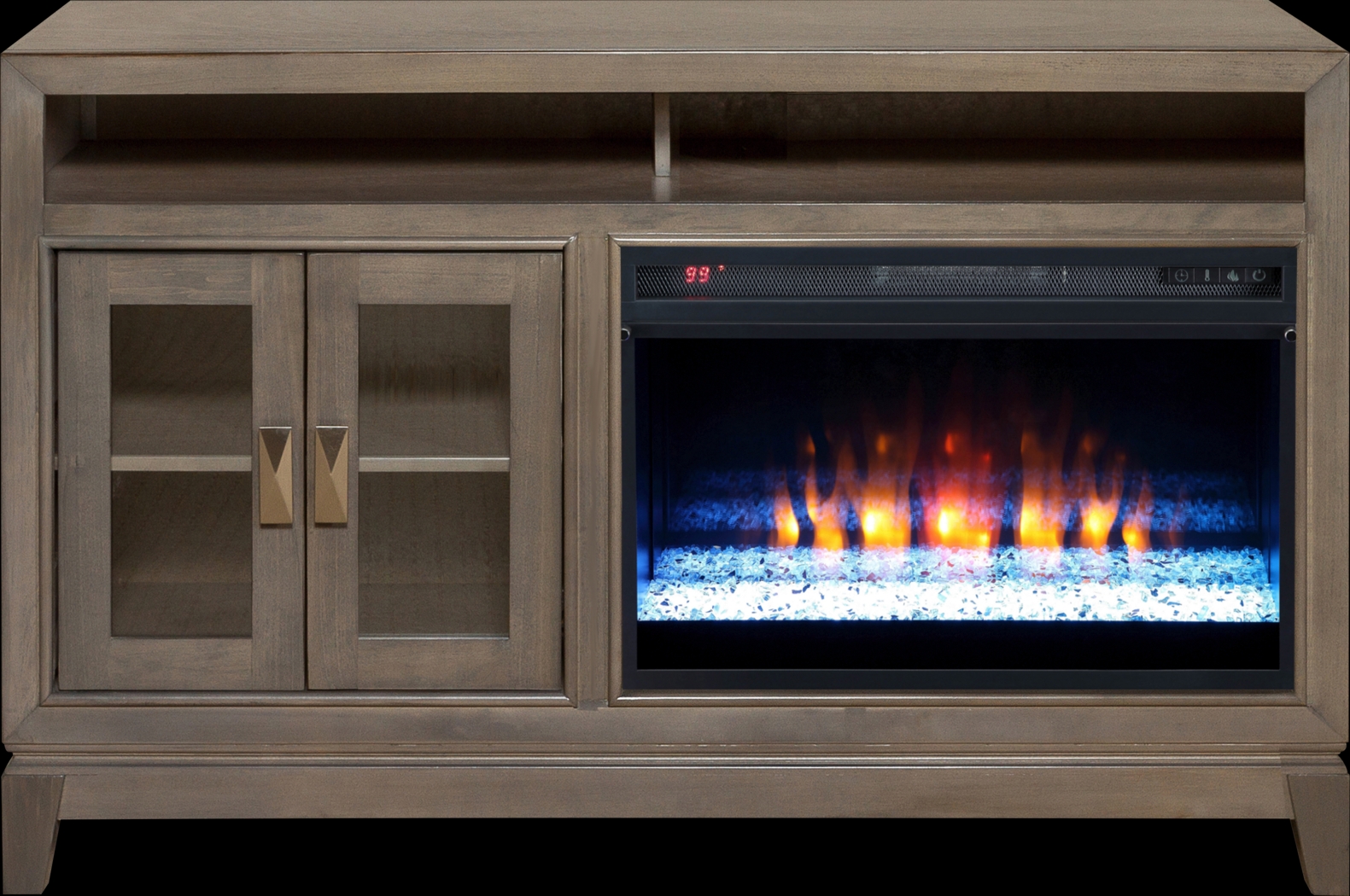 River Terrace Gray 52 in. Console with Electric Fireplace - Thumbnail - Image 1