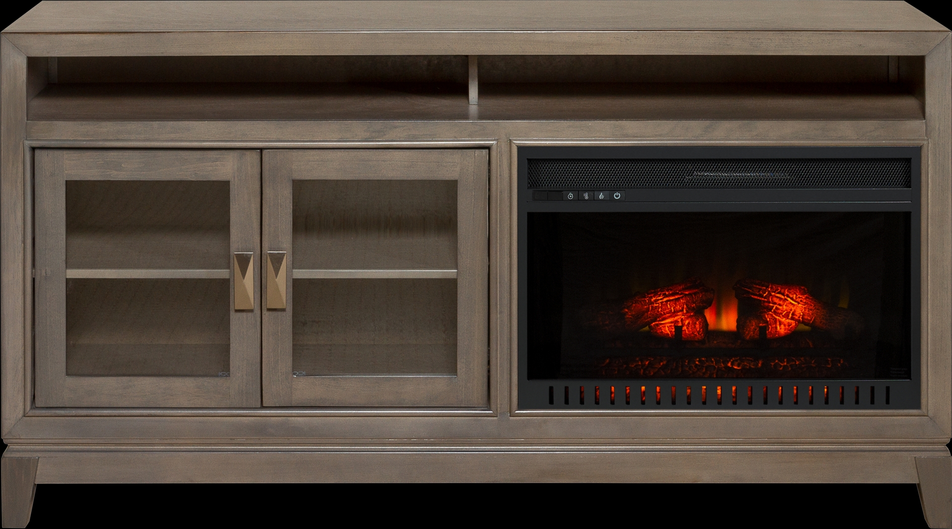 River Terrace Gray 62 in. Console with Electric Log Fireplace - Thumbnail - Image 1