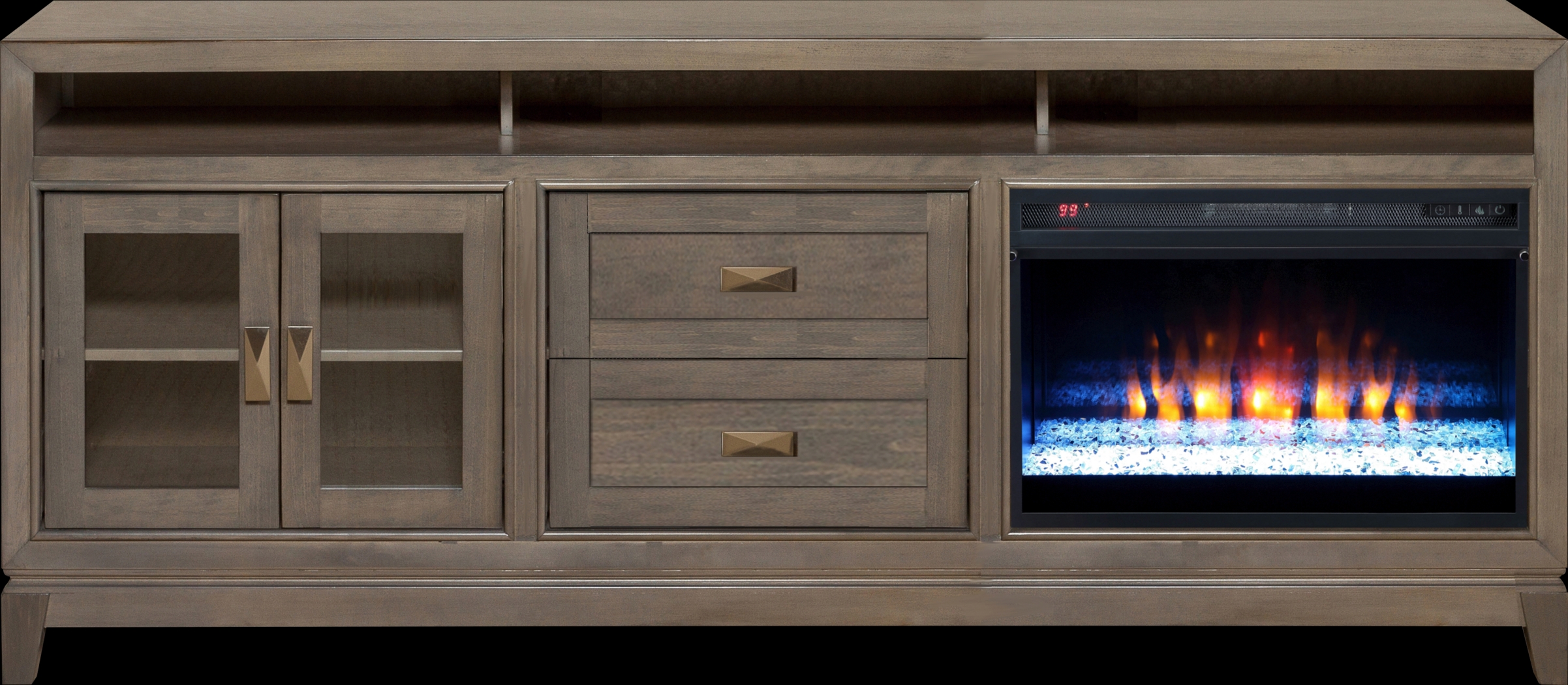 River Terrace Gray 82 in. Console with Electric Fireplace - Thumbnail - Image 1