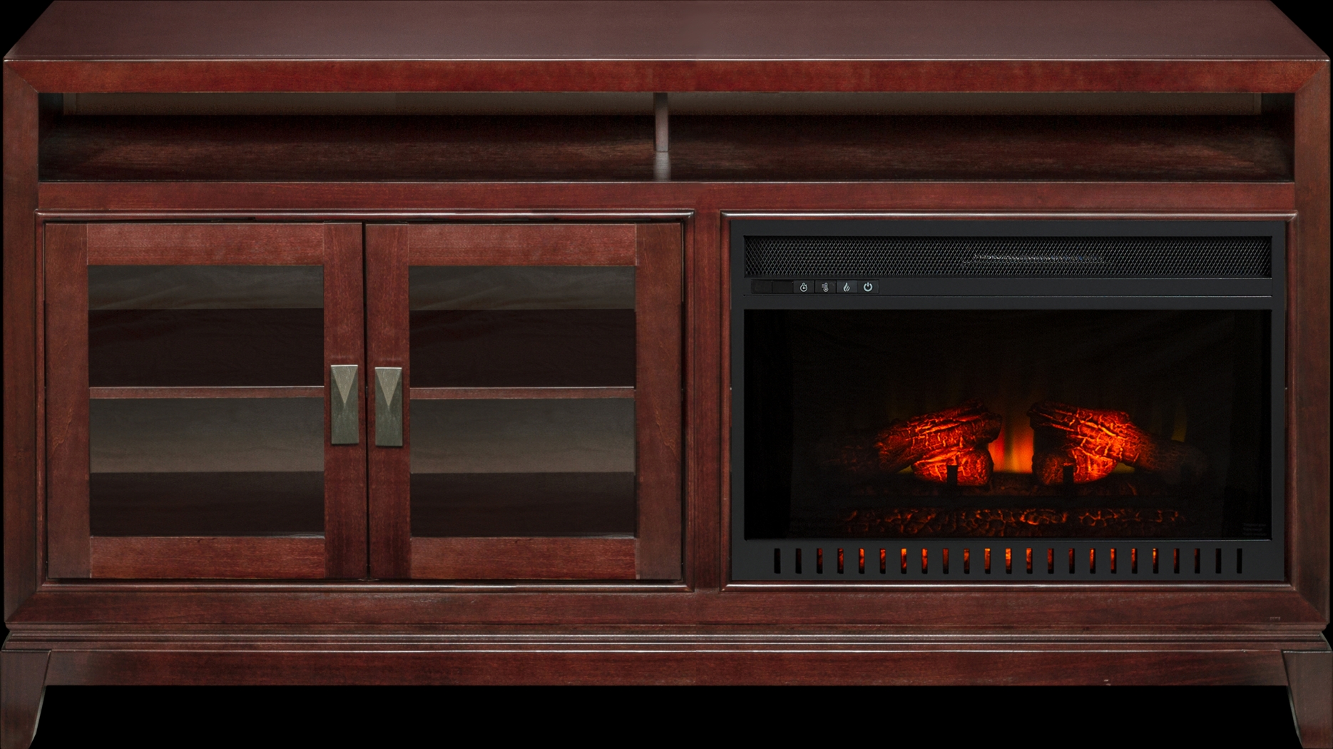 River Terrace Merlot 62 in. Console with Electric Log Fireplace - Thumbnail - Image 1