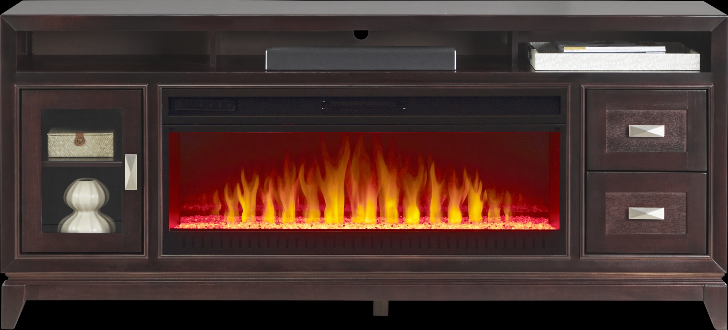 River Terrace Merlot 76 in. Console with Electric Fireplace - Thumbnail - Image 1