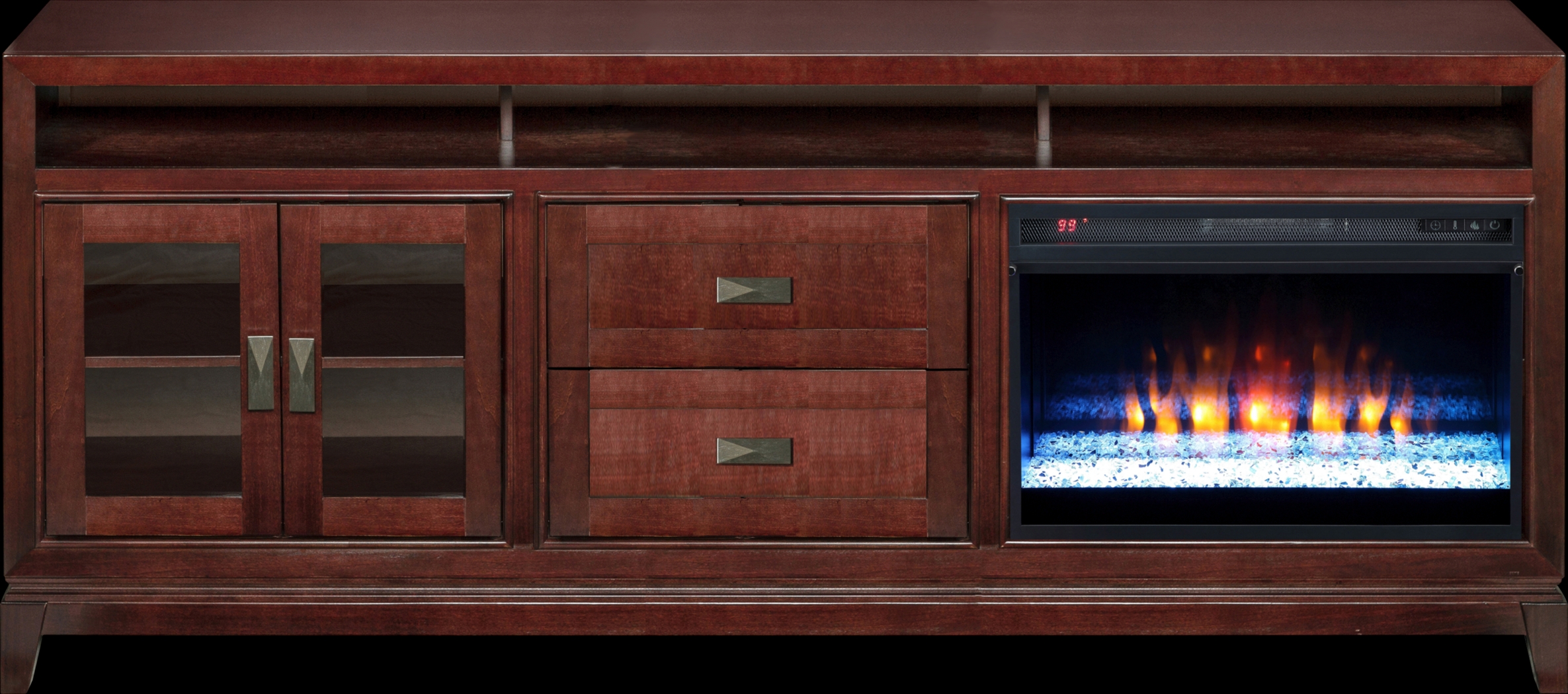 River Terrace Merlot 82 in. Console with Electric Fireplace - Thumbnail - Image 1