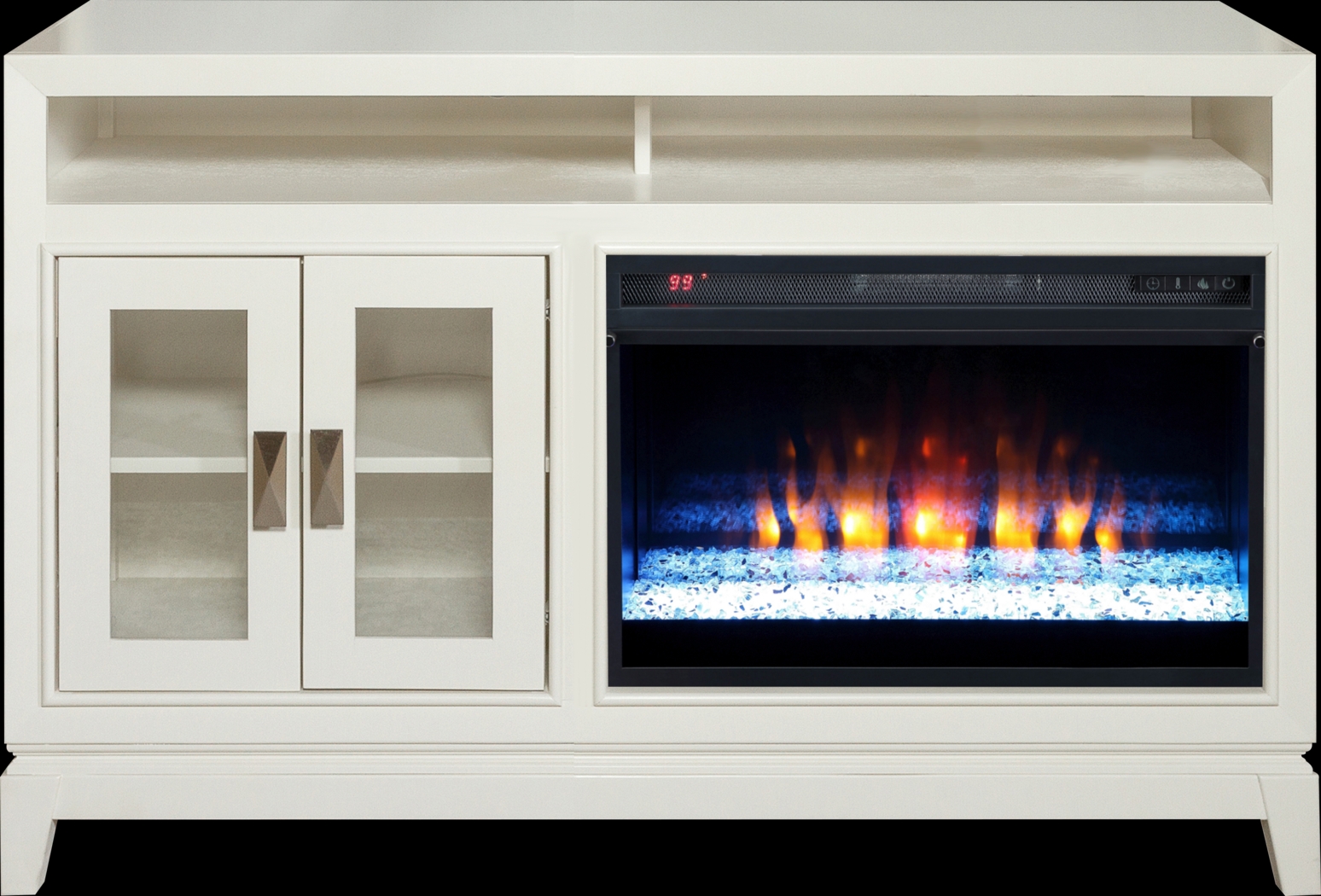 River Terrace Off-White 52 in. Console with Electric Fireplace - Thumbnail - Image 1