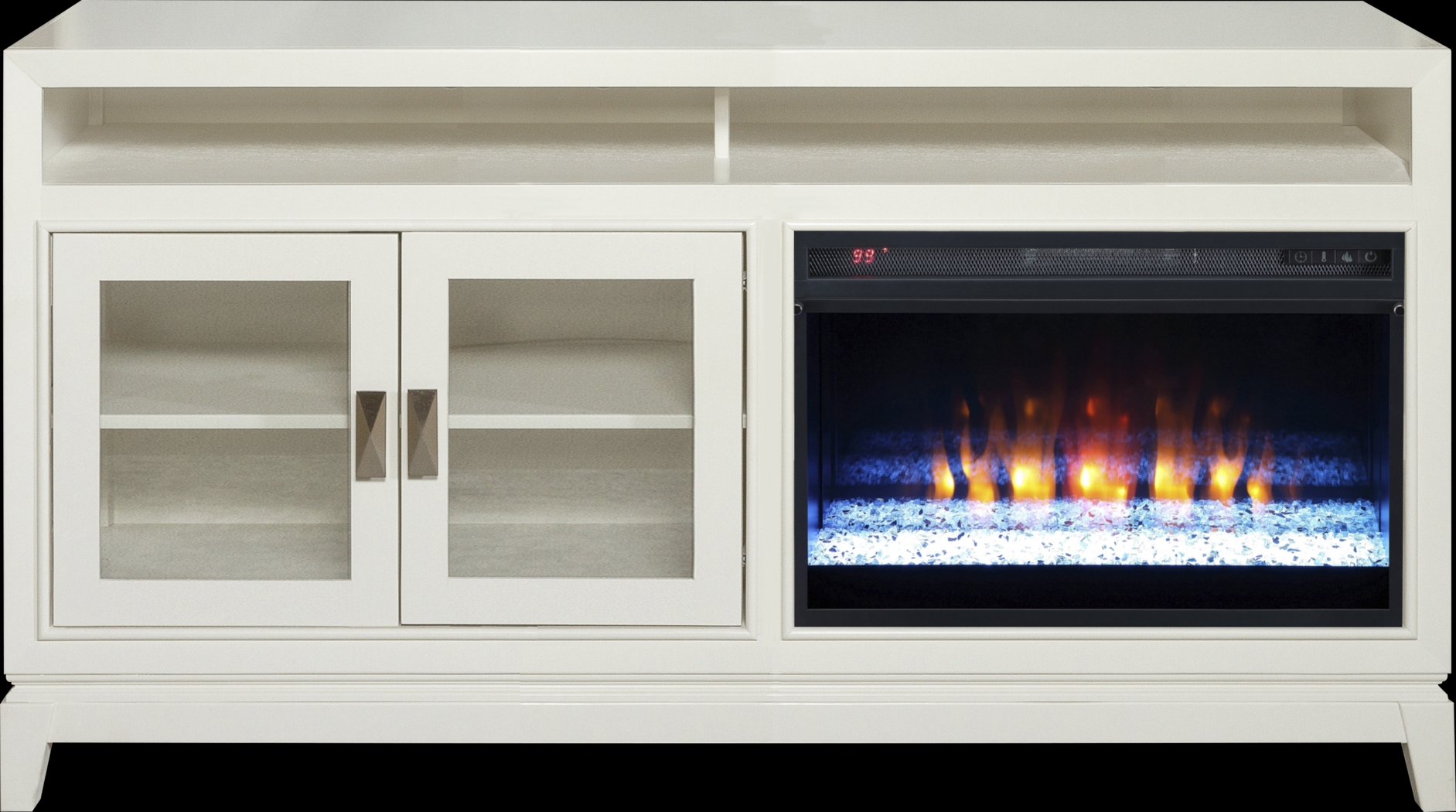 River Terrace Off-White 62 in. Console with Electric Fireplace - Thumbnail - Image 1