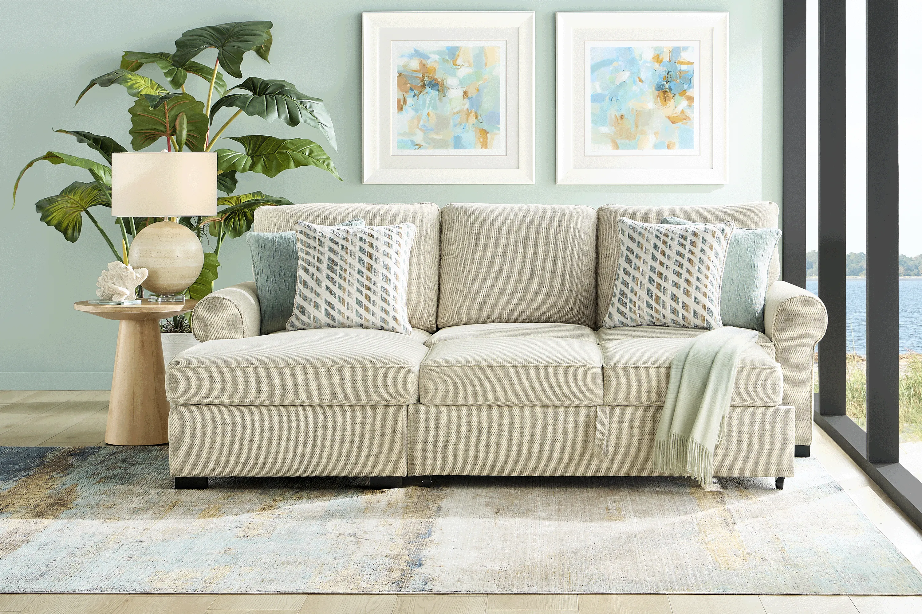 Rivera Cream 2 Pc Sleeper Sectional - Thumbnail - Image 3