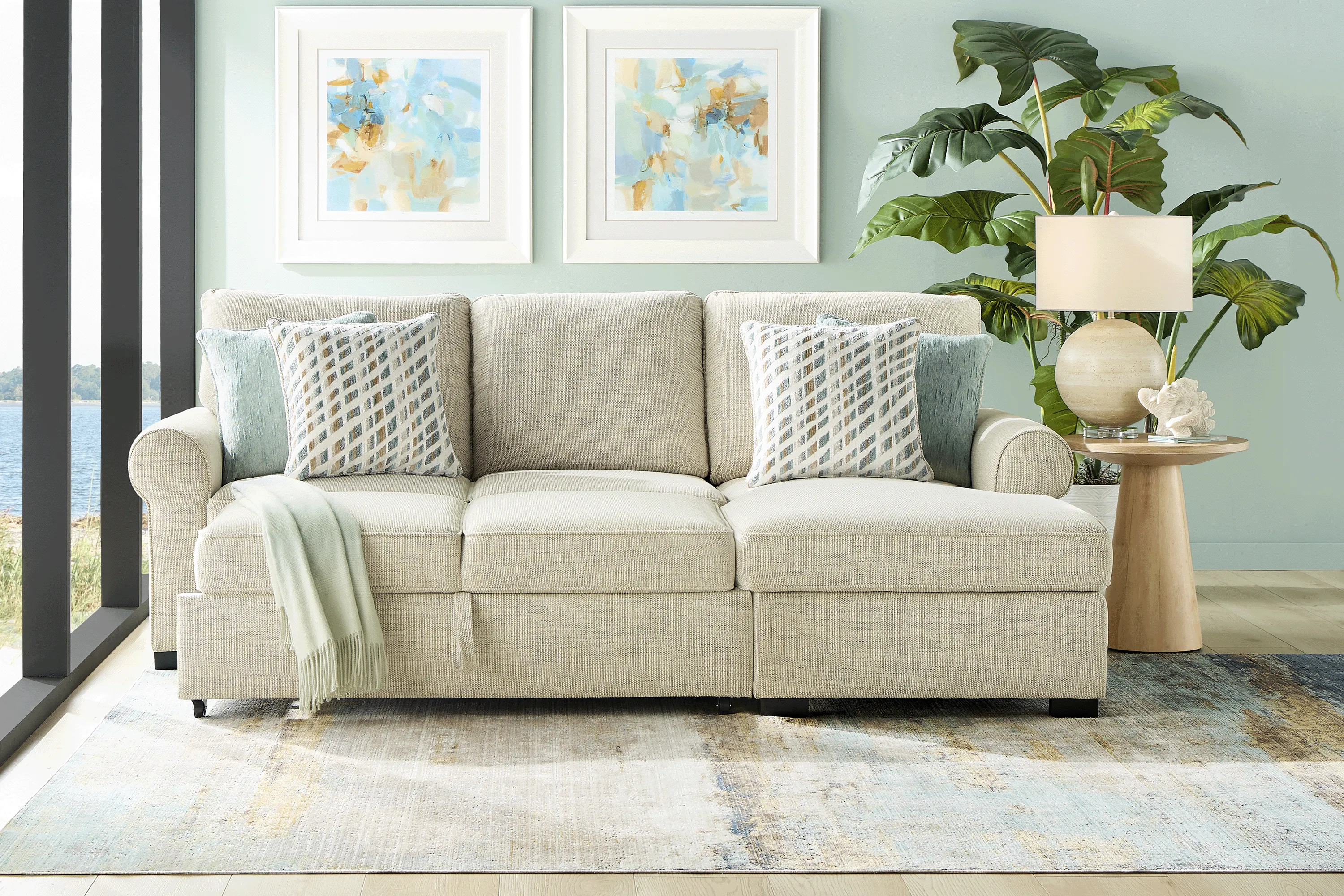 Rivera Cream 2 Pc Sleeper Sectional - Thumbnail - Image 3