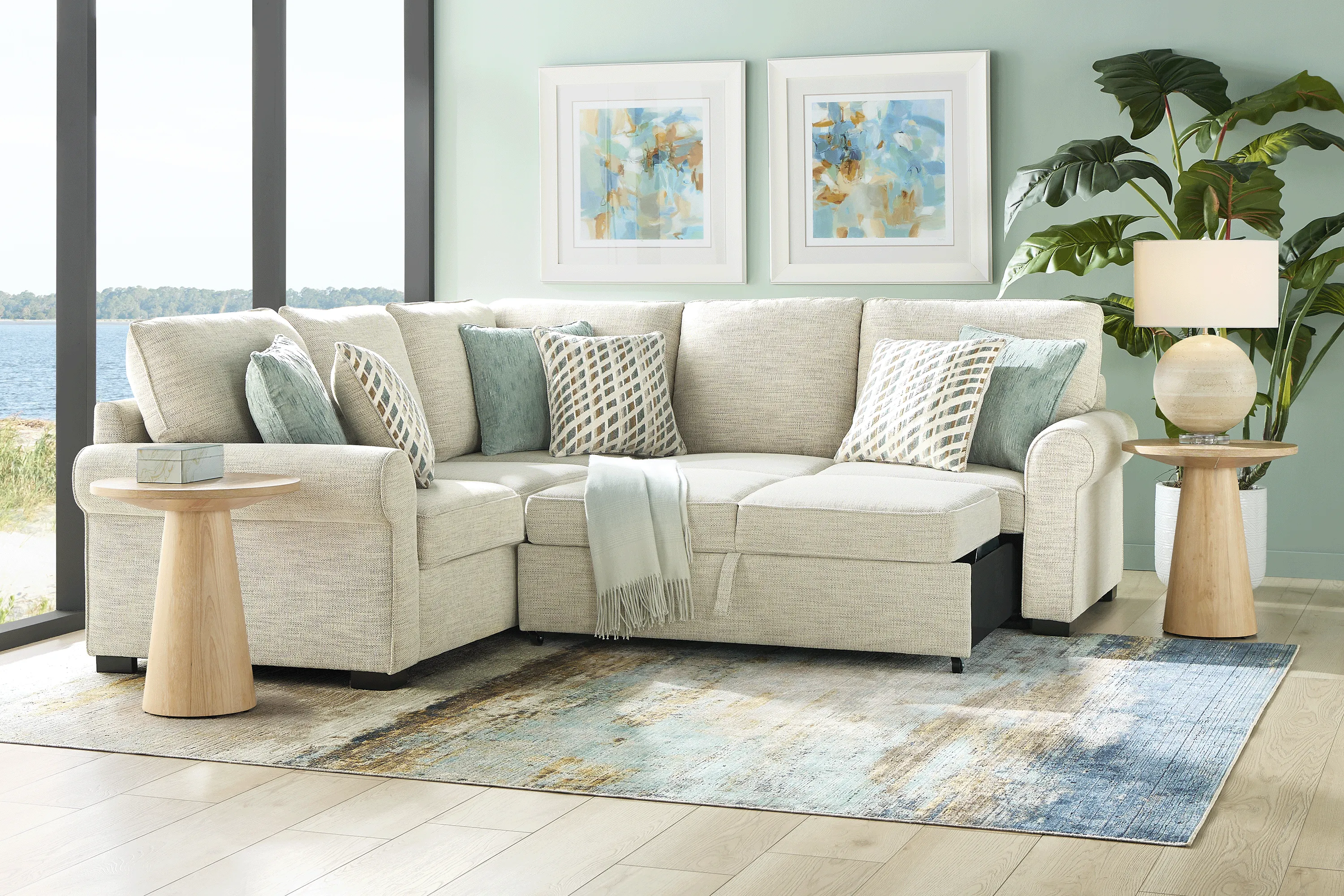 Rivera Cream 2 Pc Sleeper Sectional - Thumbnail - Image 3