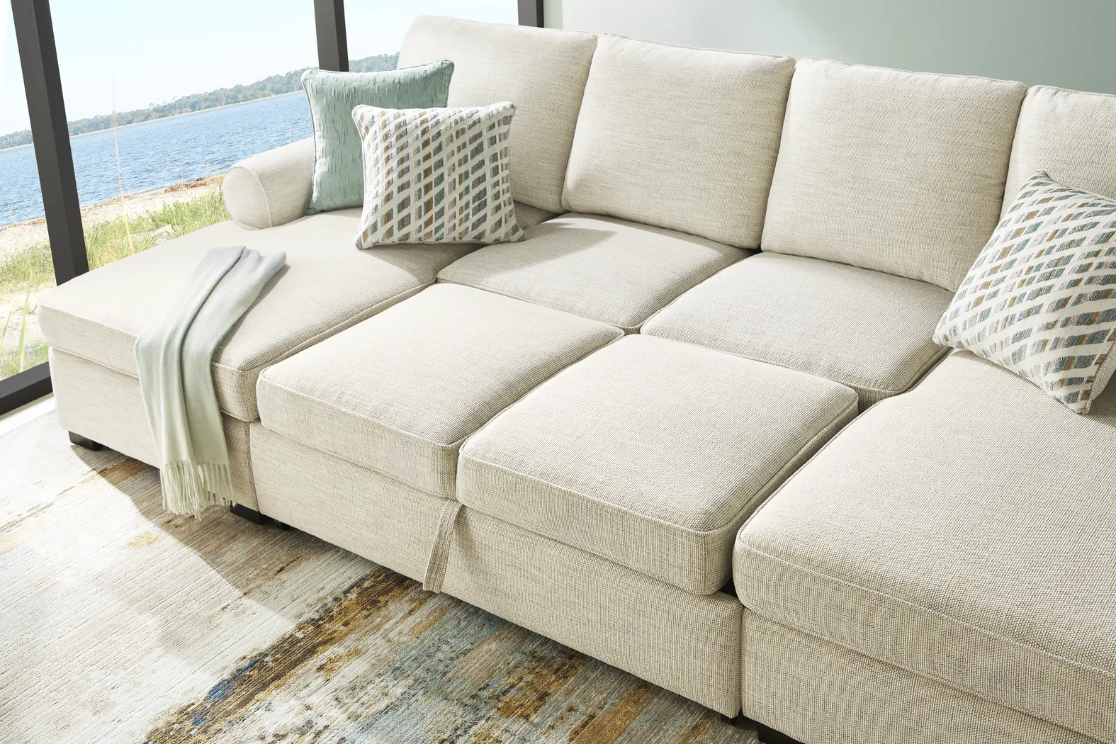 Rivera Cream 3 Pc Sleeper Sectional - Image 10