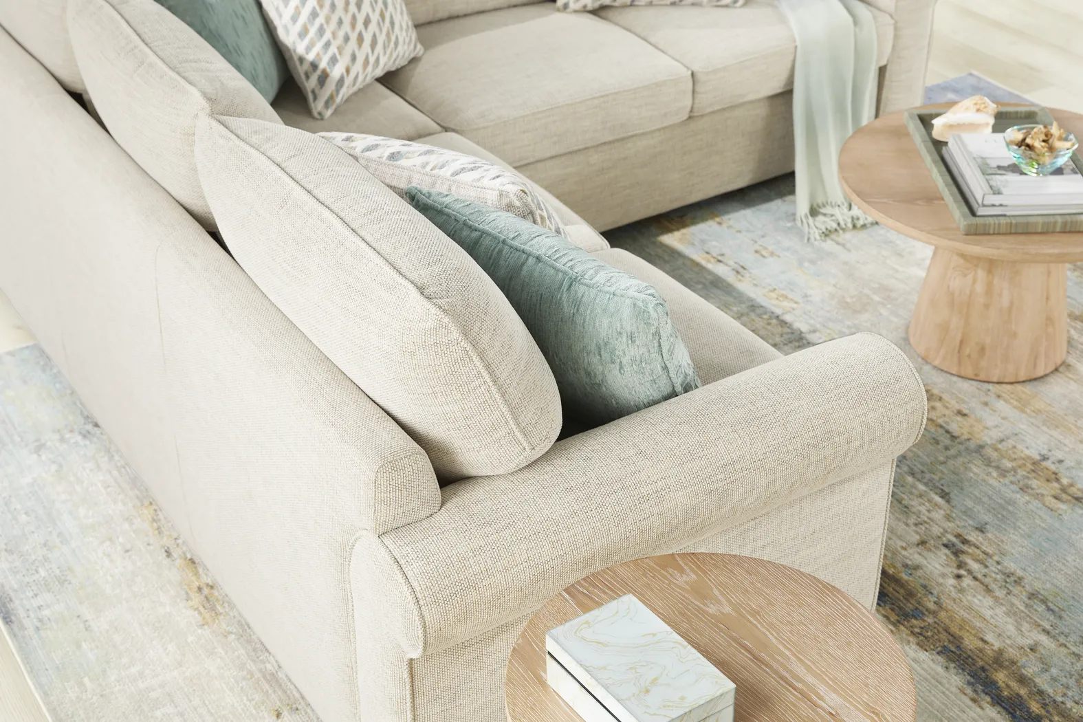 Rivera Cream 3 Pc Sleeper Sectional - Image 11