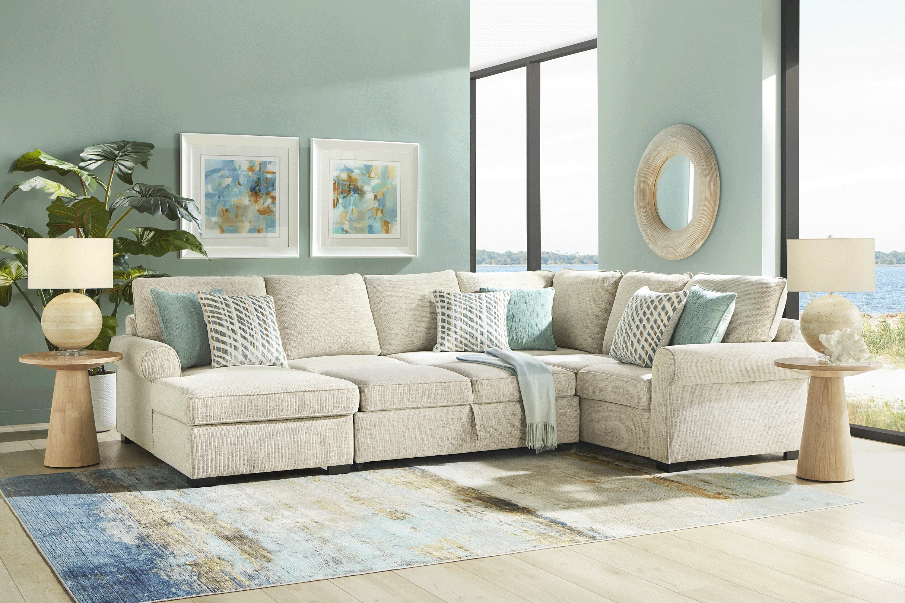 Rivera Cream 3 Pc Sleeper Sectional - Thumbnail - Image 3