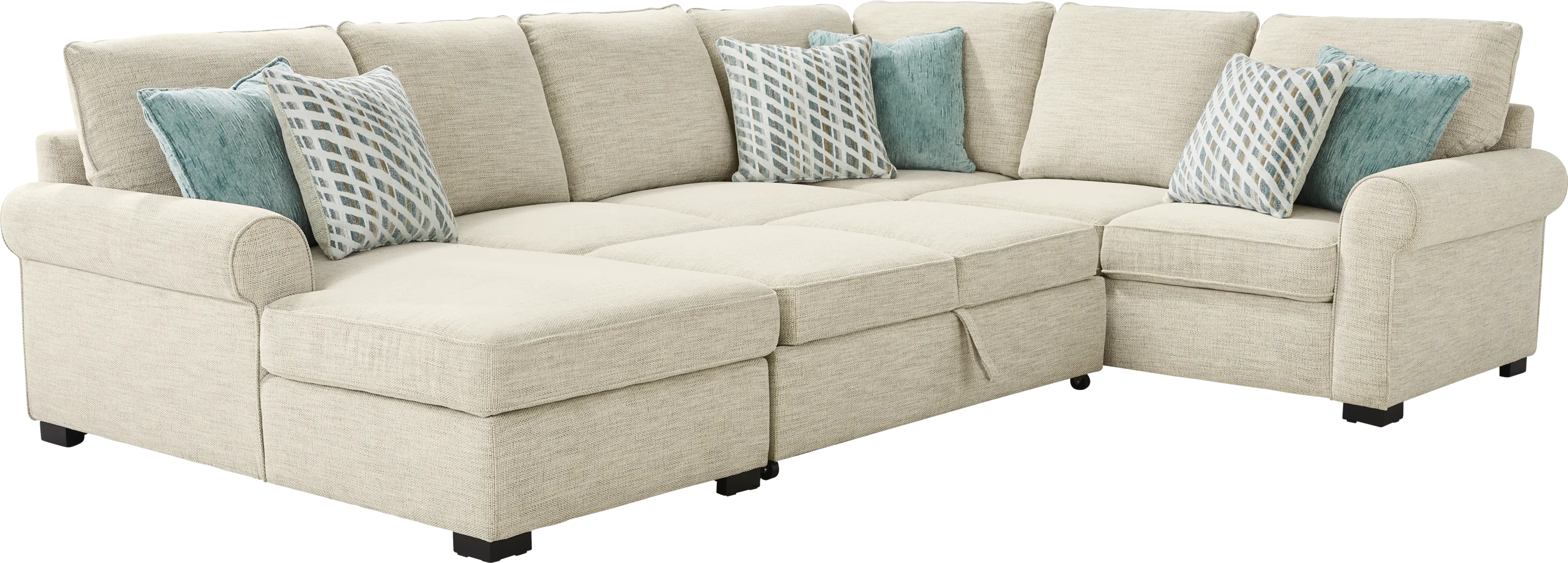 Rivera Cream 3 Pc Sleeper Sectional - Thumbnail - Image 4