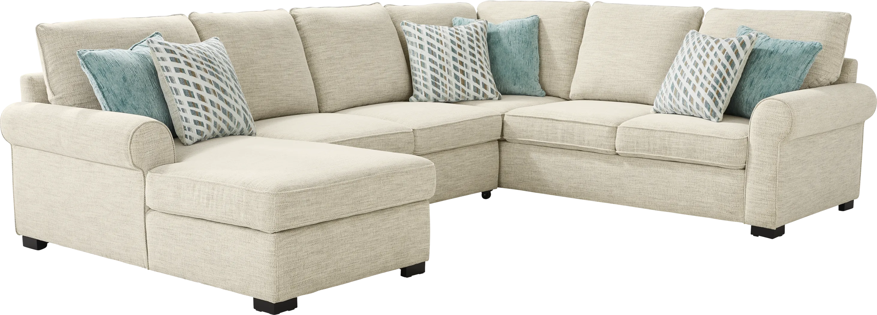 Rivera Cream 3 Pc Sleeper Sectional - Thumbnail - Image 1