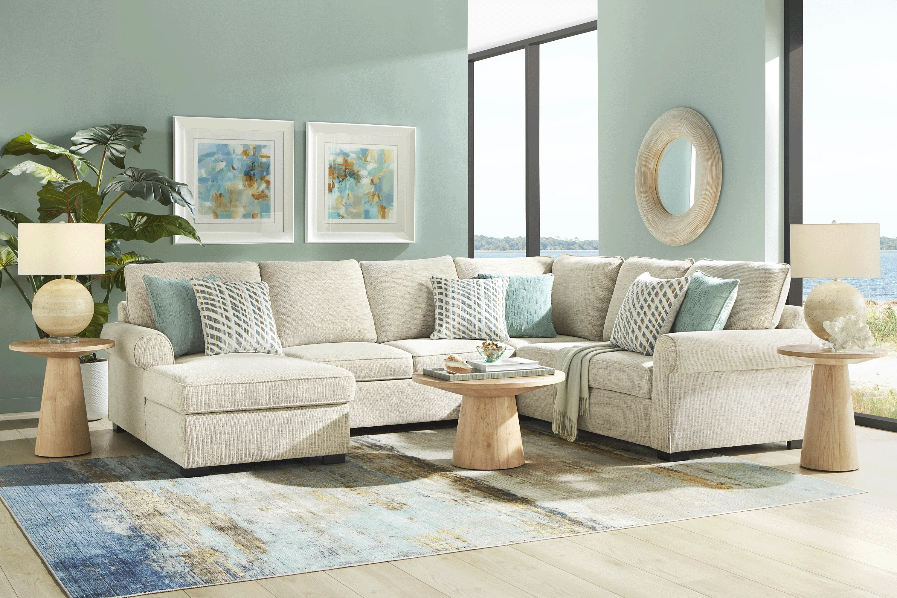 Rivera Cream 3 Pc Sleeper Sectional - Thumbnail - Image 2