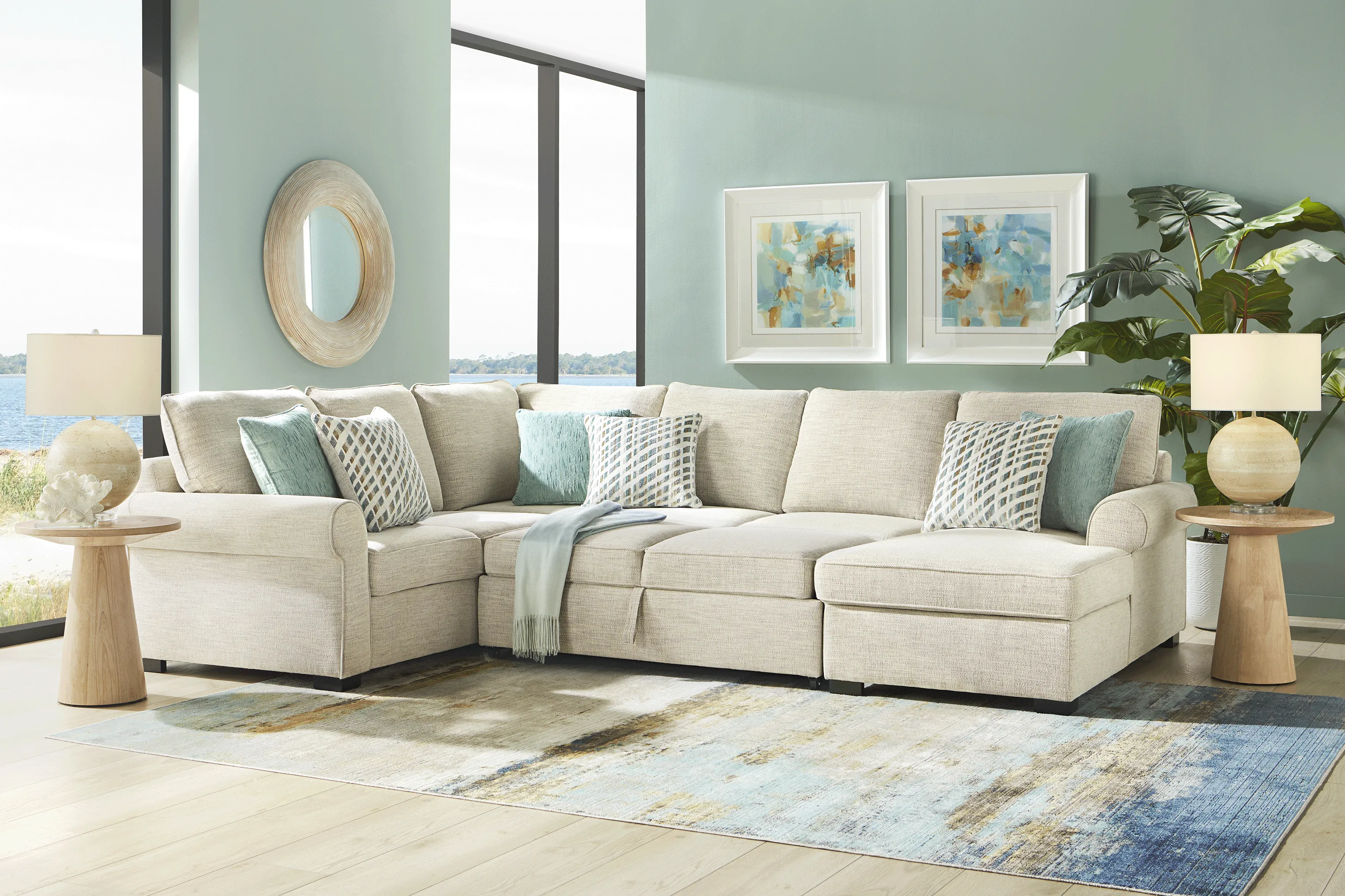 Rivera Cream 3 Pc Sleeper Sectional - Thumbnail - Image 3