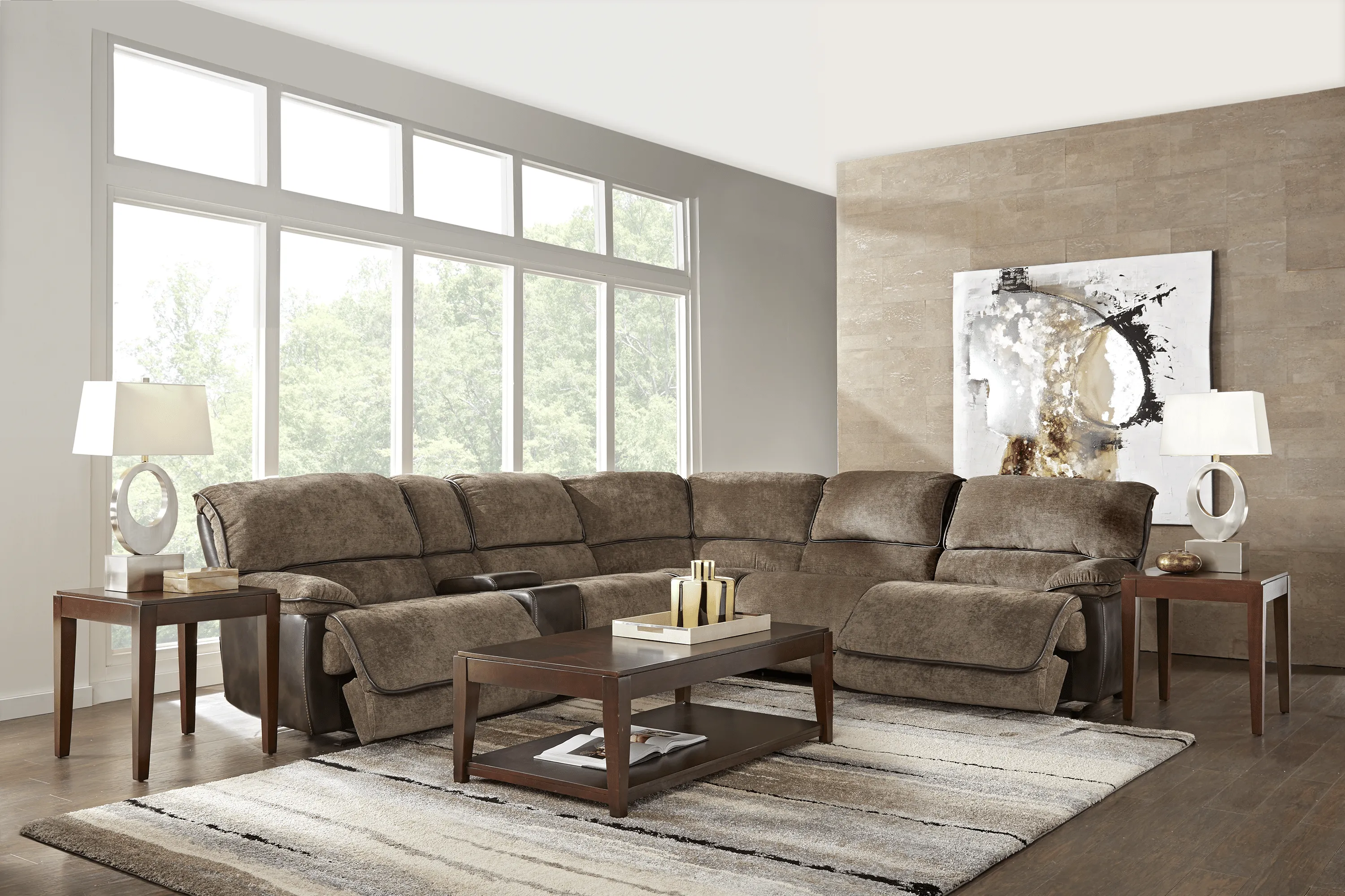 Riverbrook Coffee 9 Pc Reclining Sectional Living Room - Thumbnail - Image 1