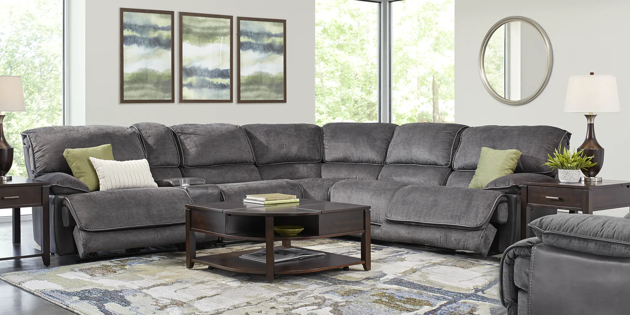 Riverbrook Gray 6 Pc Reclining Sectional - Thumbnail - Image 2