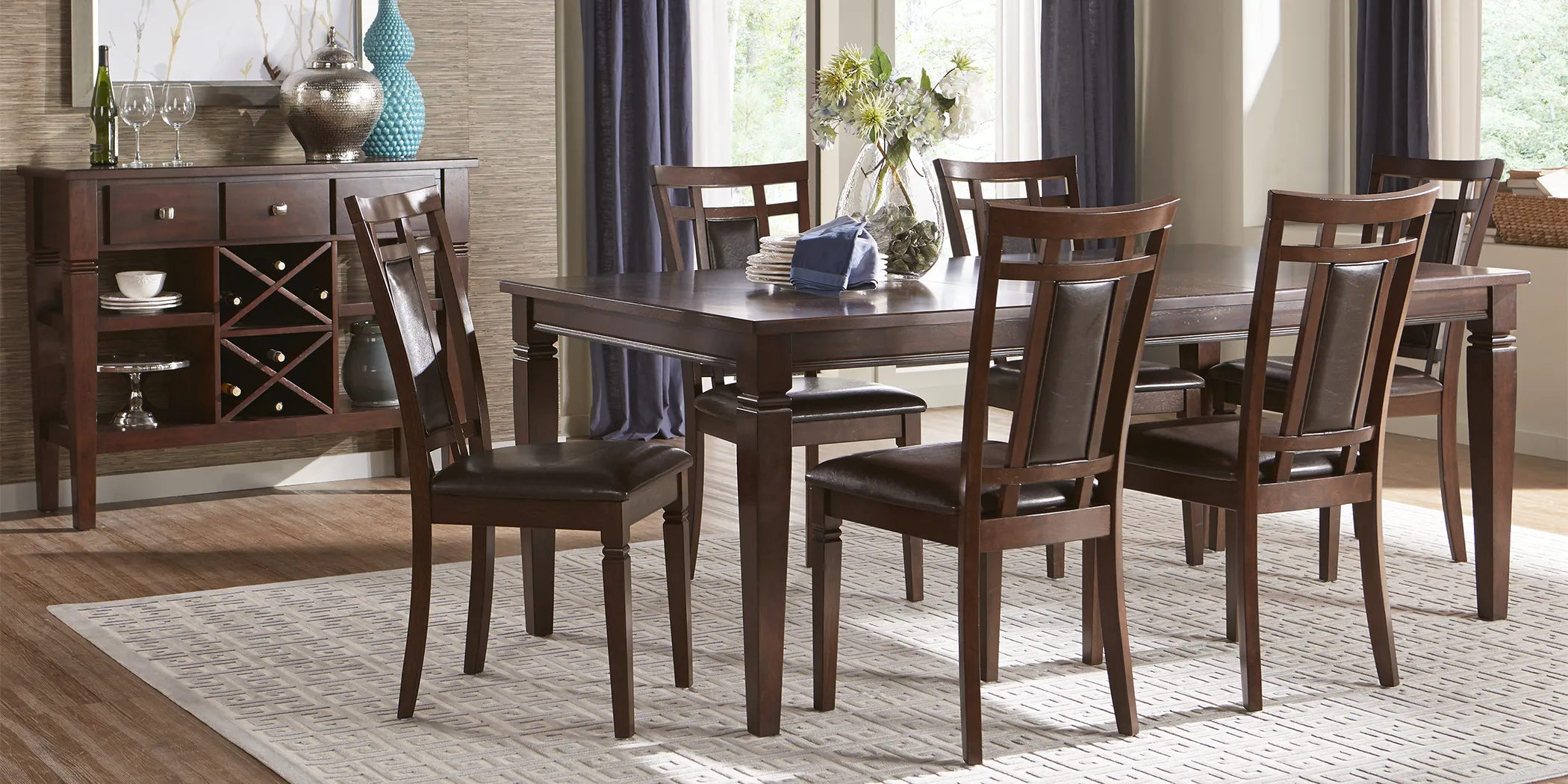 Riverdale Cherry 5 Pc Rectangle Dining Room with Upholstered Back Chairs - Thumbnail - Image 1