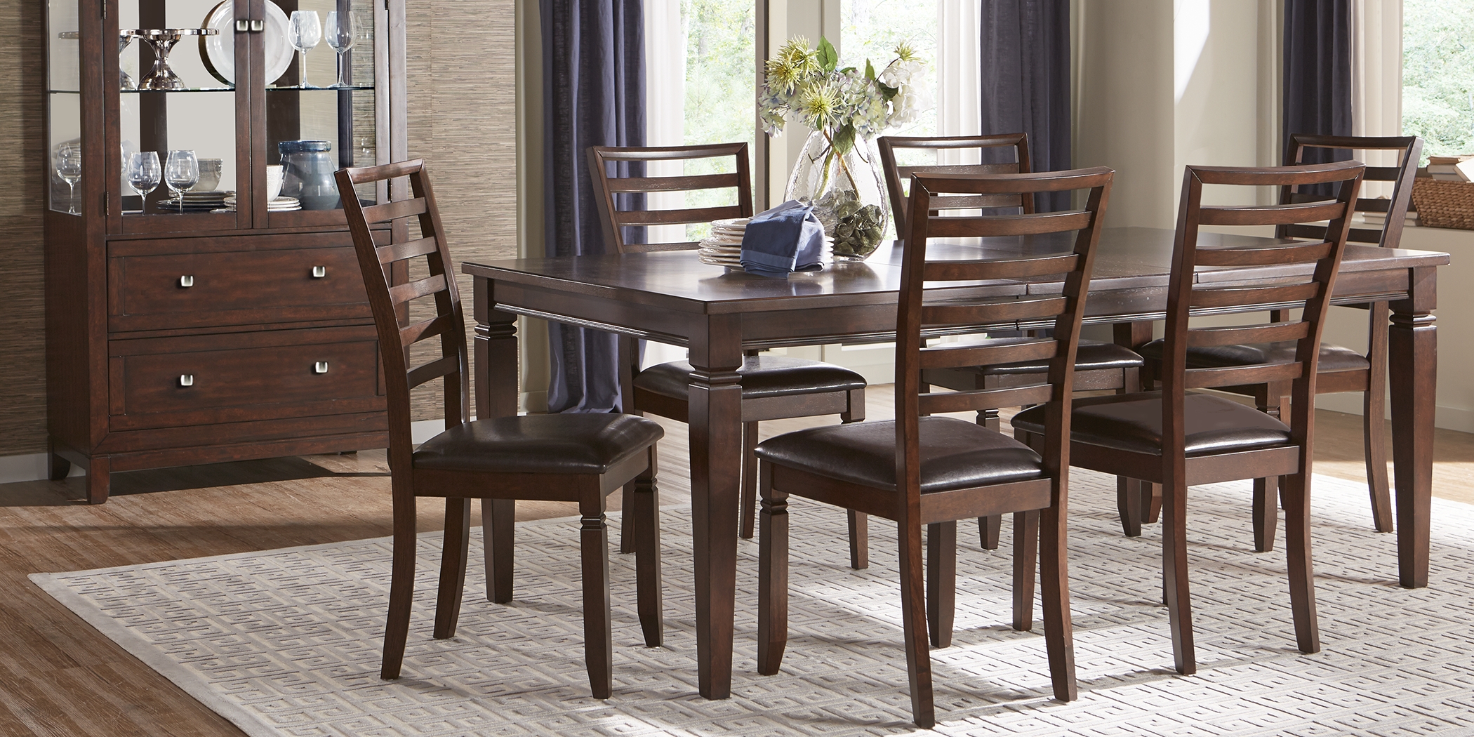 Riverdale Cherry 5 Pc Round Dining Room with Ladder Back Chairs - Thumbnail - Image 2